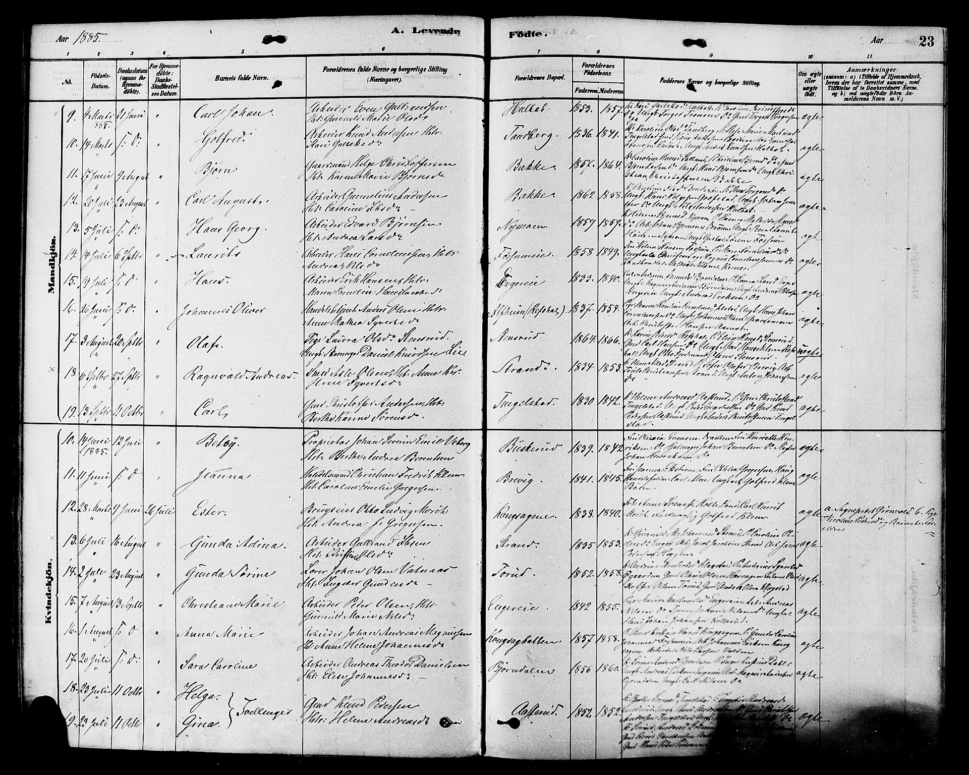 Modum kirkebøker, AV/SAKO-A-234/F/Fa/L0015: Parish register (official) no. 15 /1, 1877-1889, p. 23