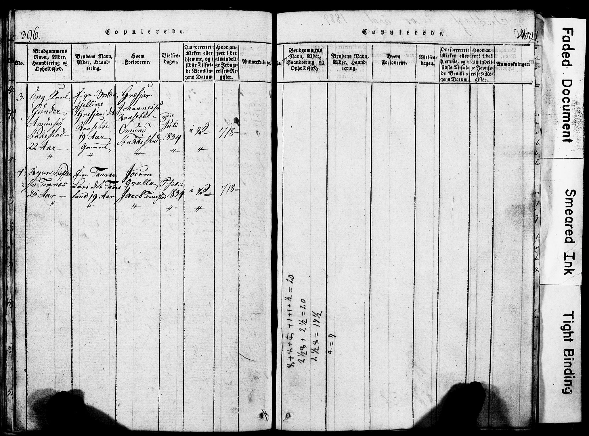 Torvastad sokneprestkontor, SAST/A -101857/H/Ha/Hab/L0002: Parish register (copy) no. B 2, 1817-1834, p. 396-397