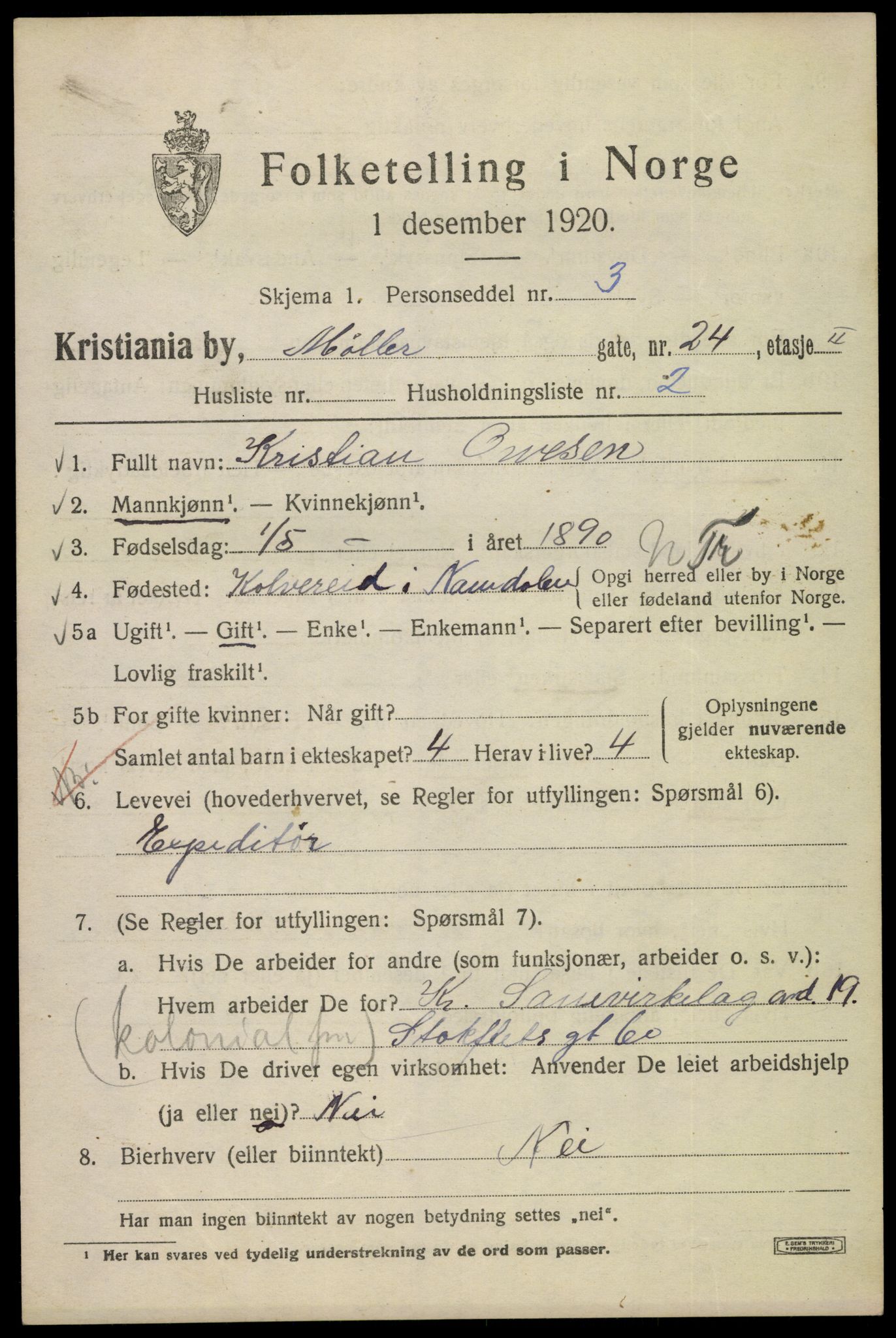 SAO, 1920 census for Kristiania, 1920, p. 407693