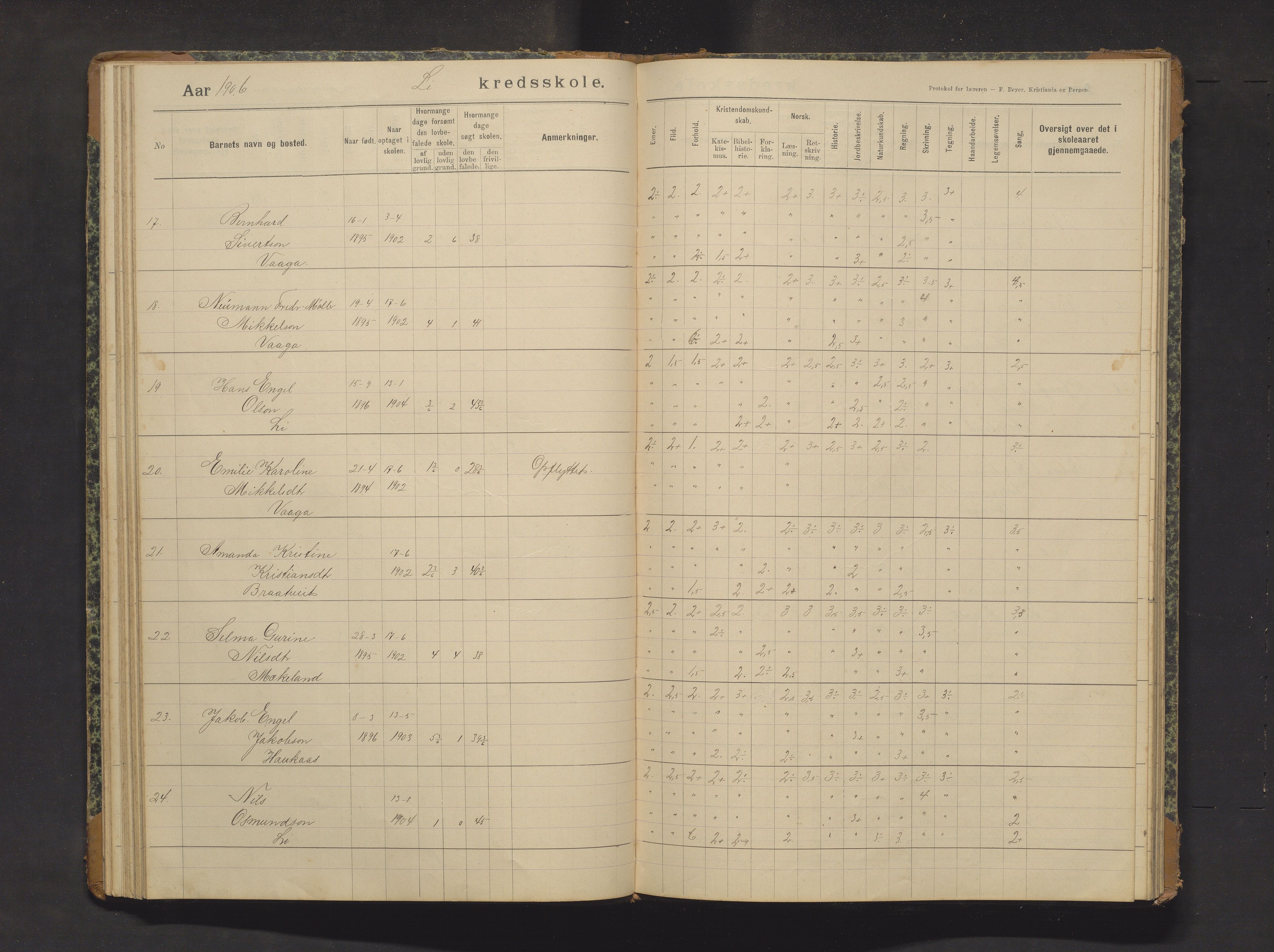 Sveio kommune. Barneskulane, IKAH/1216-231/F/Fa/L0029: Skuleprotokoll for Lid skule, 1903-1915, p. 45