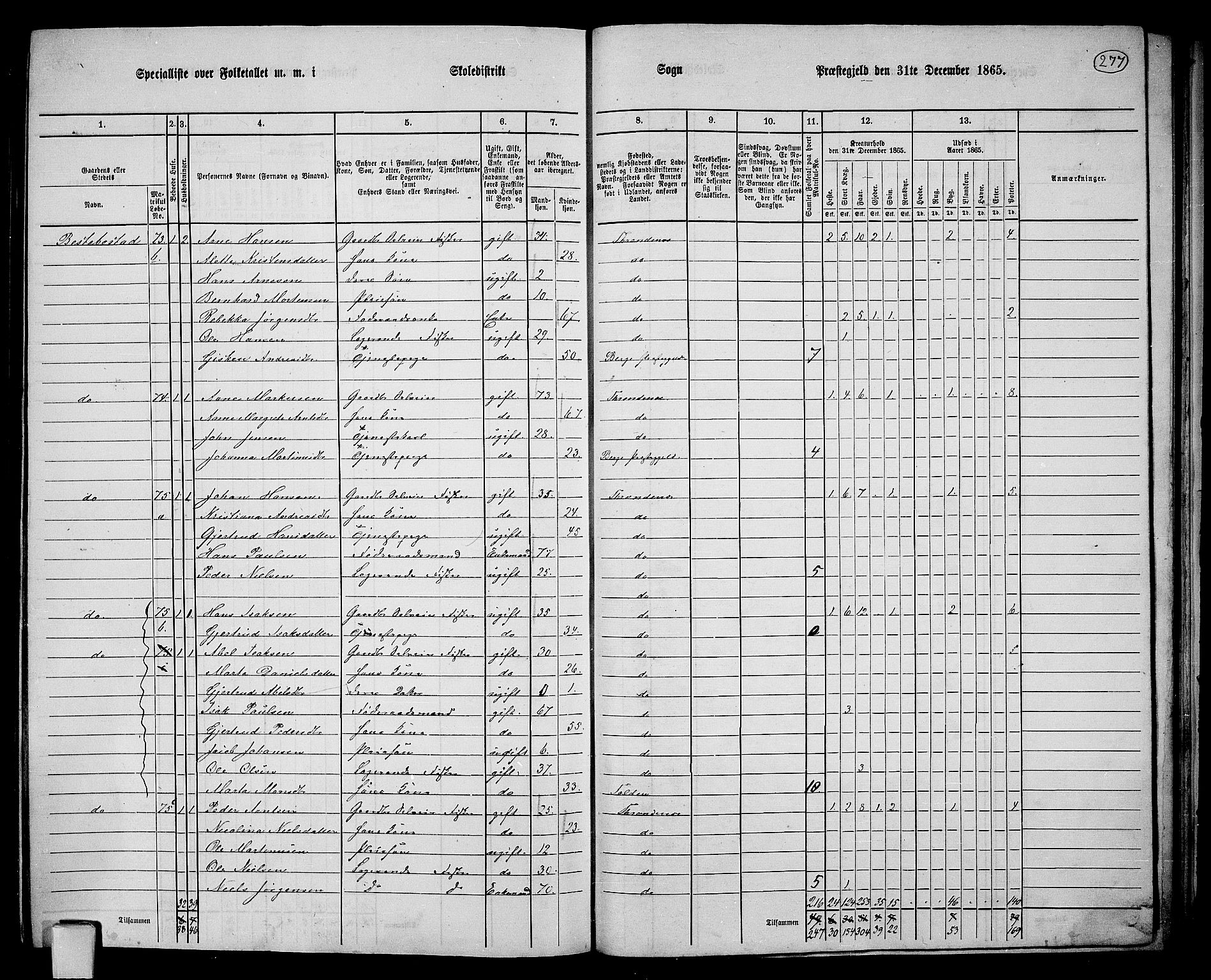 RA, 1865 census for Trondenes, 1865, p. 162