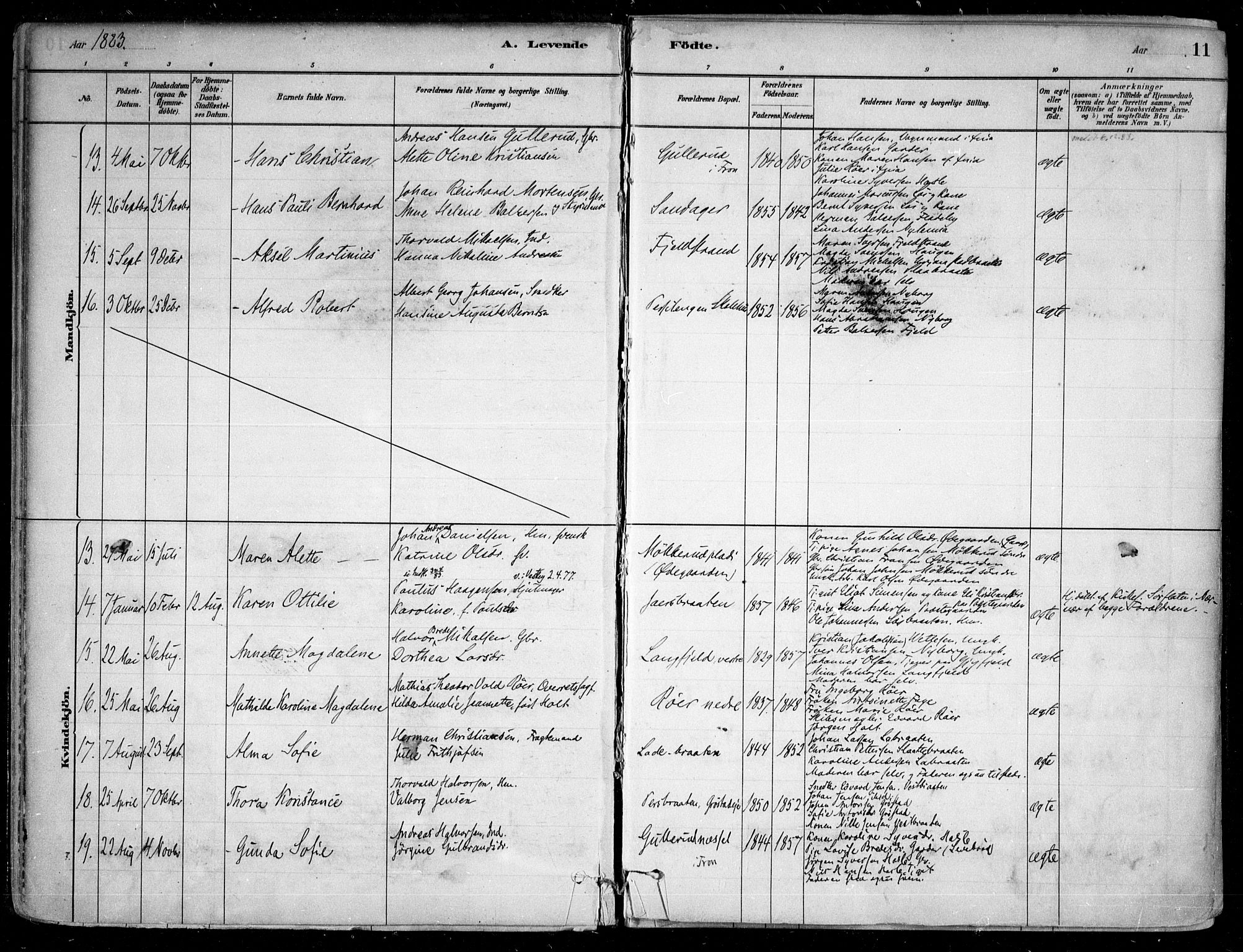 Nesodden prestekontor Kirkebøker, SAO/A-10013/F/Fa/L0009: Parish register (official) no. I 9, 1880-1915, p. 11