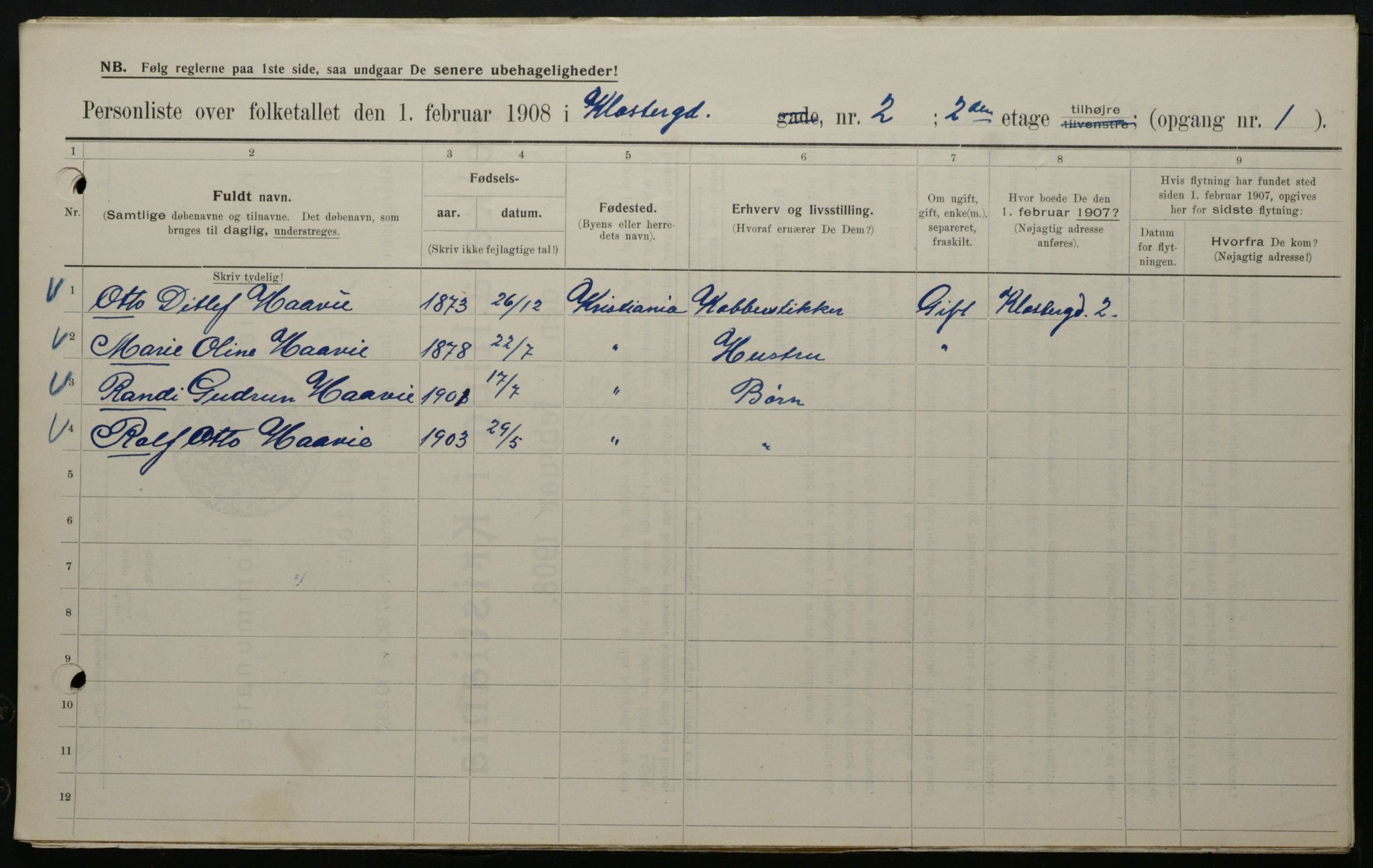 OBA, Municipal Census 1908 for Kristiania, 1908, p. 46558