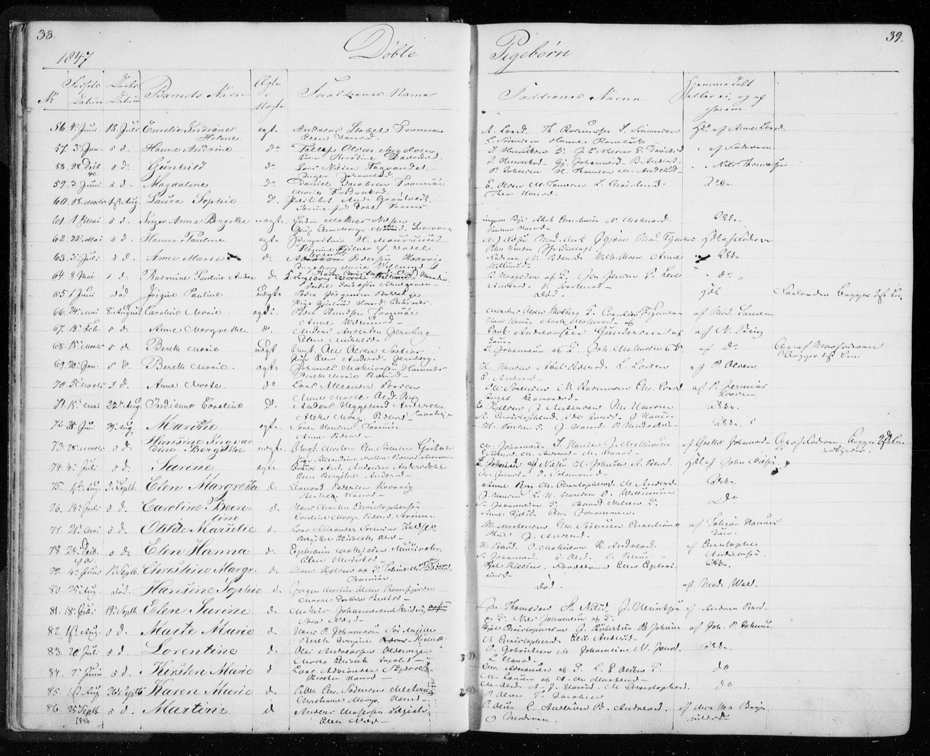 Tromsø sokneprestkontor/stiftsprosti/domprosti, SATØ/S-1343/G/Gb/L0005klokker: Parish register (copy) no. 5, 1846-1857, p. 38-39