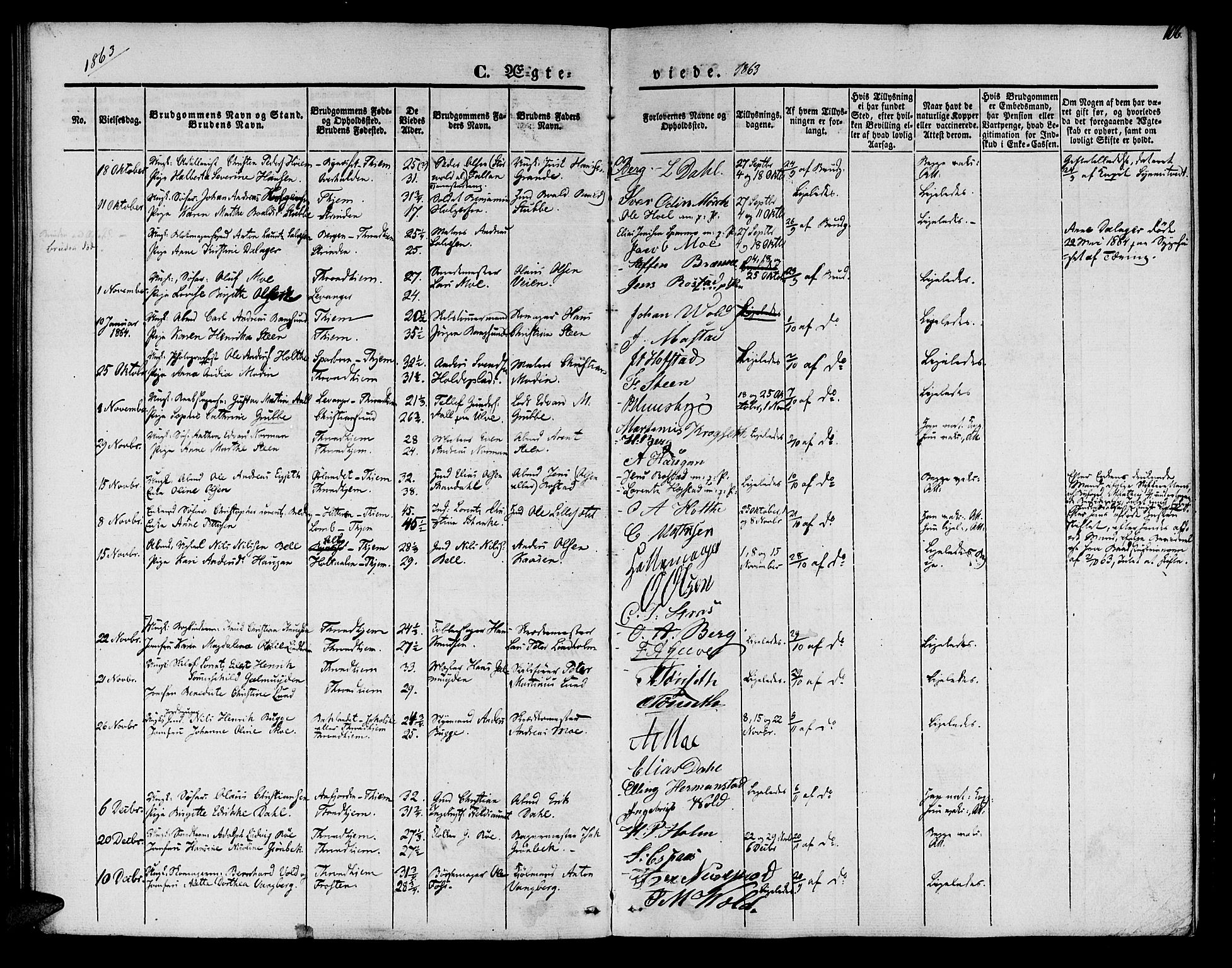 Ministerialprotokoller, klokkerbøker og fødselsregistre - Sør-Trøndelag, SAT/A-1456/602/L0111: Parish register (official) no. 602A09, 1844-1867, p. 106