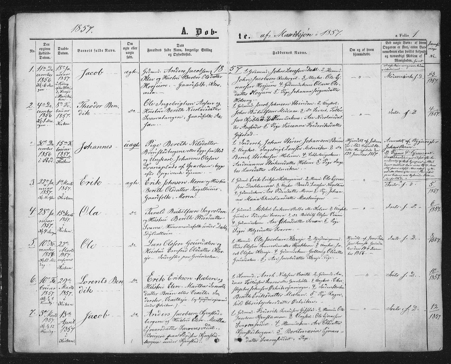 Ministerialprotokoller, klokkerbøker og fødselsregistre - Nord-Trøndelag, SAT/A-1458/749/L0472: Parish register (official) no. 749A06, 1857-1873, p. 1