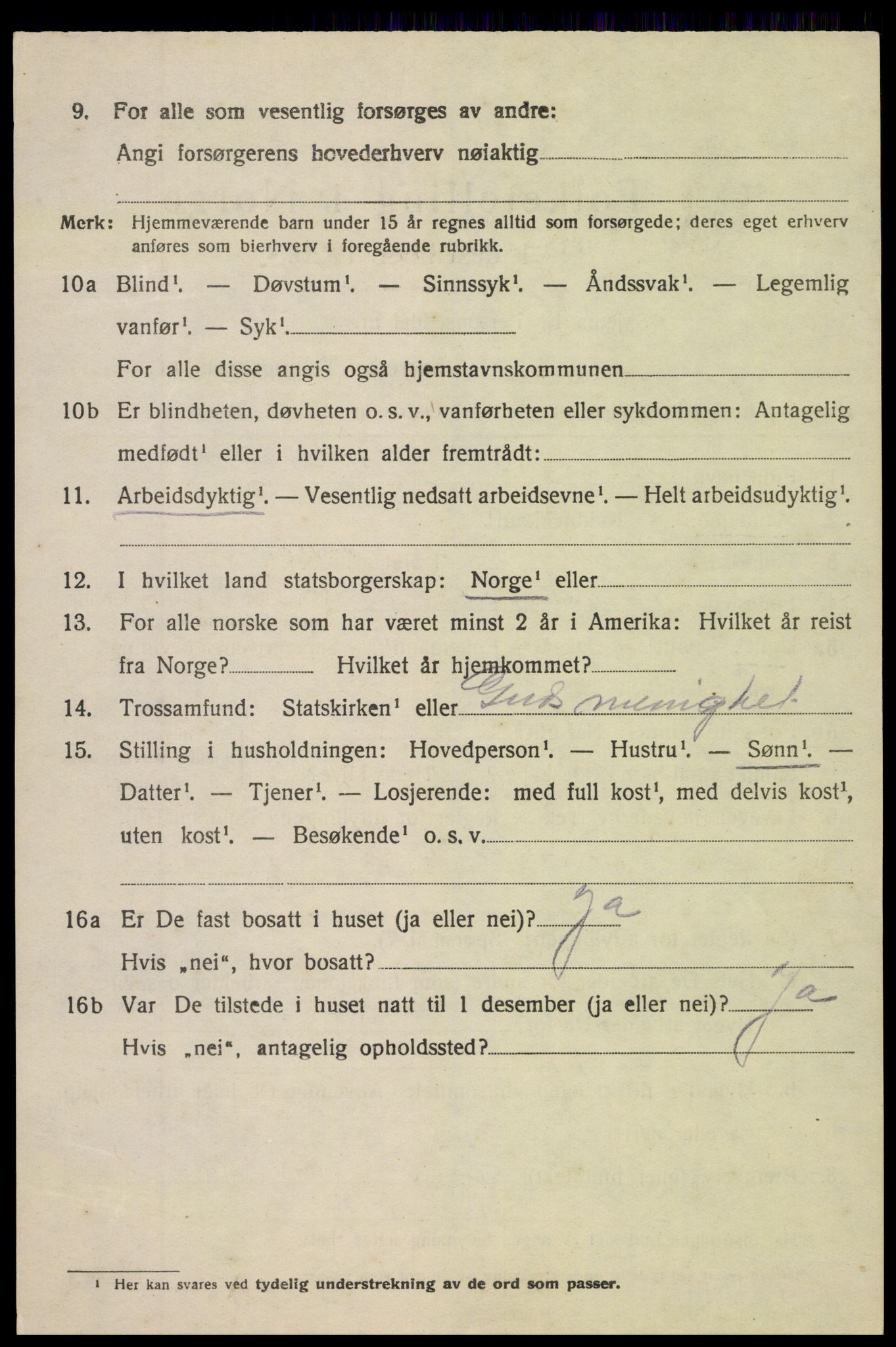 SAK, 1920 census for Vegårshei, 1920, p. 3727