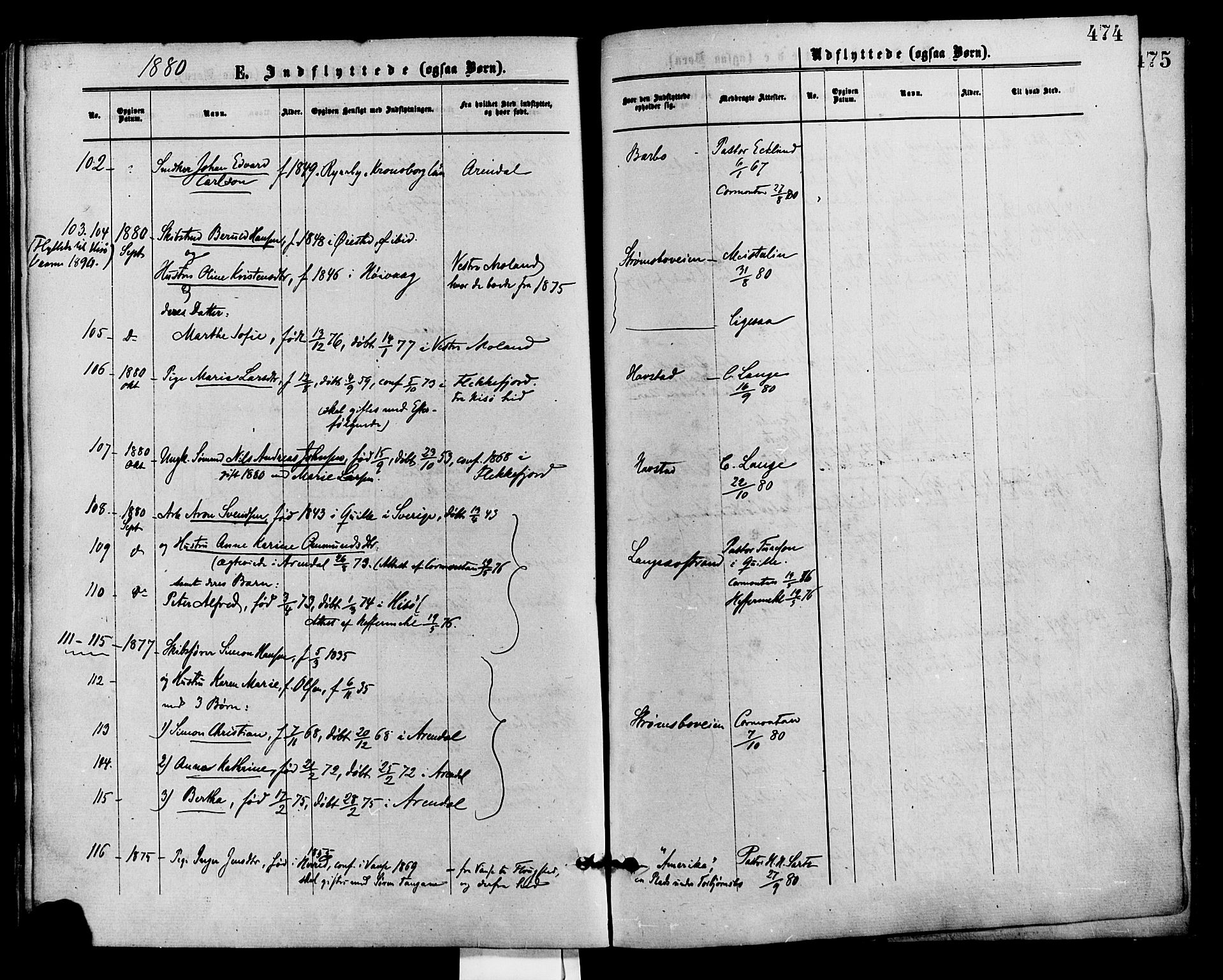 Barbu sokneprestkontor, AV/SAK-1111-0003/F/Fa/L0001: Parish register (official) no. A 1 /1, 1878-1883, p. 474