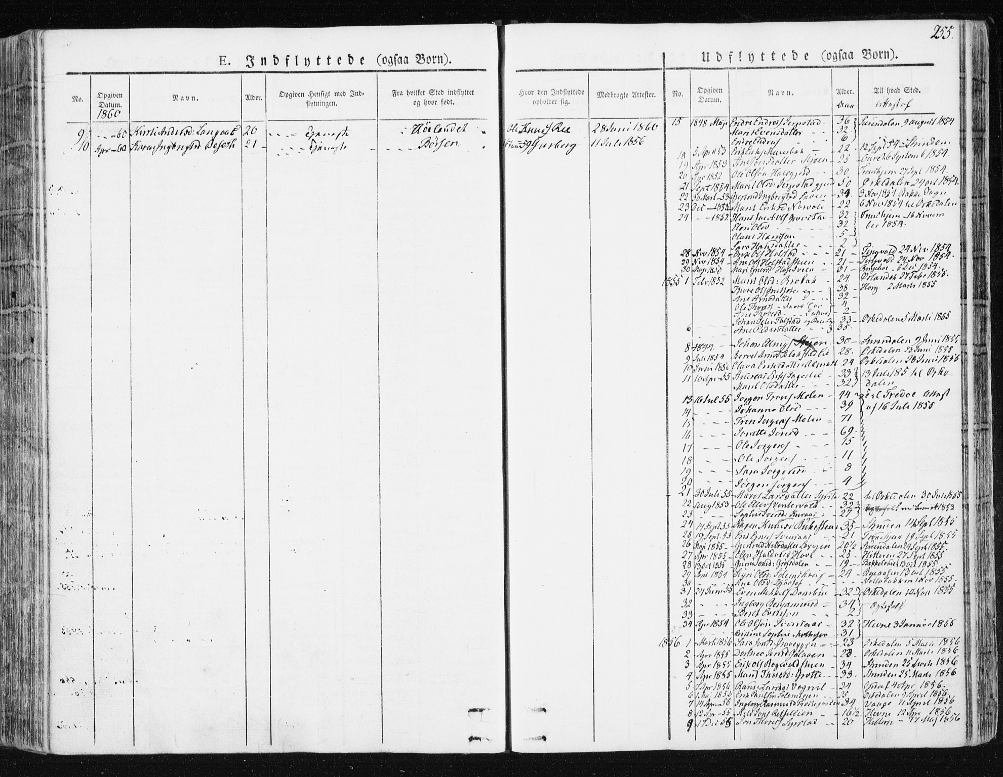 Ministerialprotokoller, klokkerbøker og fødselsregistre - Sør-Trøndelag, AV/SAT-A-1456/672/L0855: Parish register (official) no. 672A07, 1829-1860, p. 255