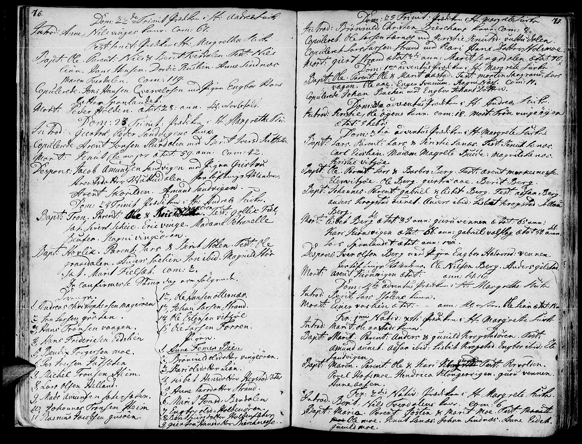 Ministerialprotokoller, klokkerbøker og fødselsregistre - Sør-Trøndelag, SAT/A-1456/630/L0489: Parish register (official) no. 630A02, 1757-1794, p. 76-77