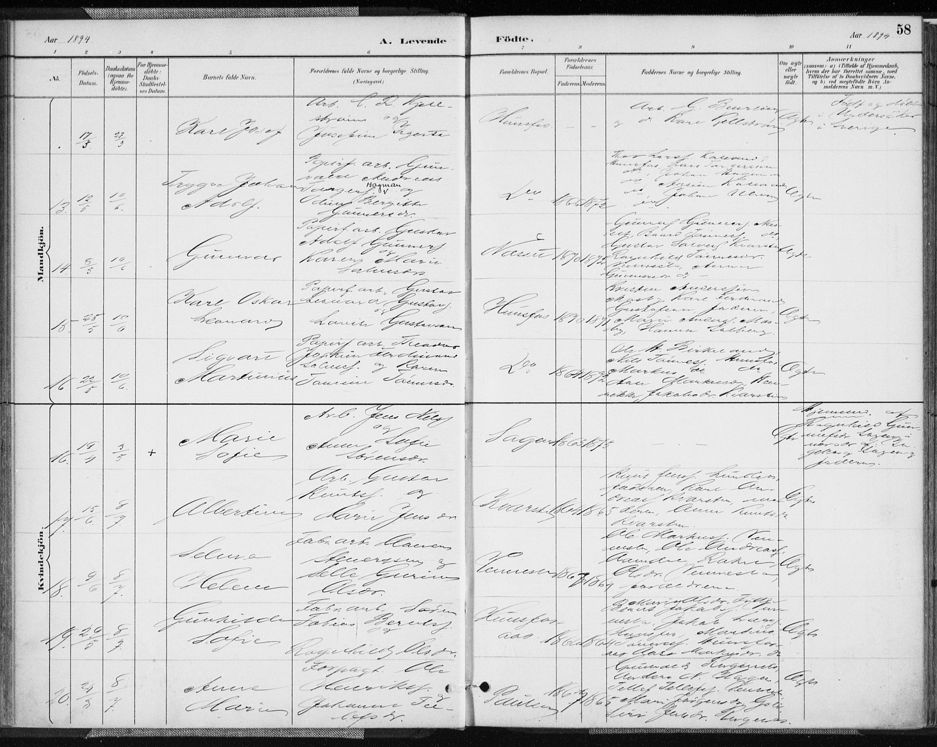Vennesla sokneprestkontor, SAK/1111-0045/Fa/Fab/L0004: Parish register (official) no. A 4, 1884-1896, p. 58
