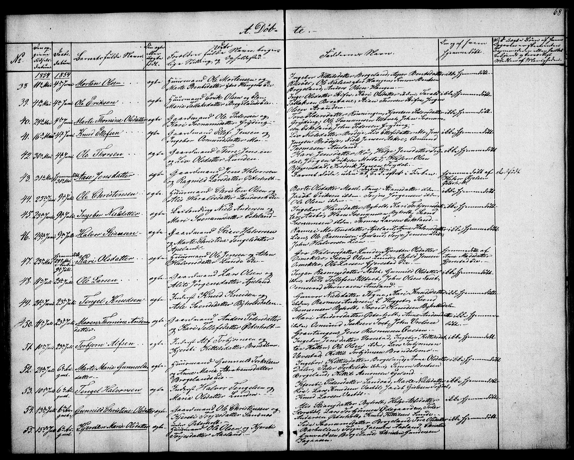 Gjerstad sokneprestkontor, SAK/1111-0014/F/Fa/Faa/L0006: Parish register (official) no. A 6, 1841-1857, p. 68