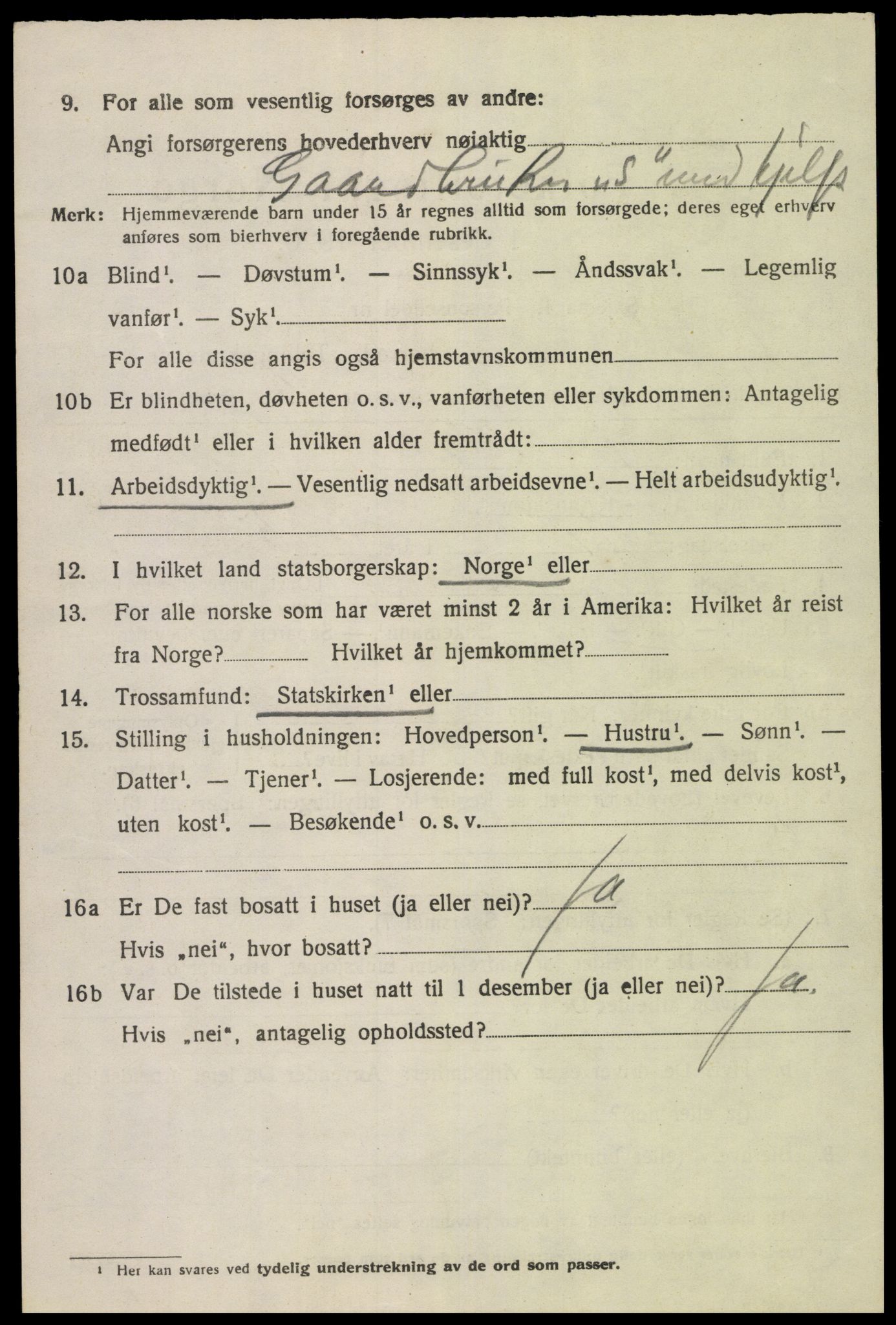 SAK, 1920 census for Fjotland, 1920, p. 1183