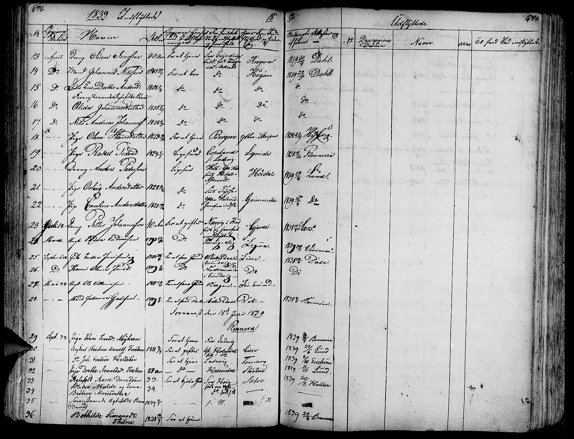Askvoll sokneprestembete, SAB/A-79501/H/Haa/Haaa/L0010: Parish register (official) no. A 10, 1821-1844, p. 674-675