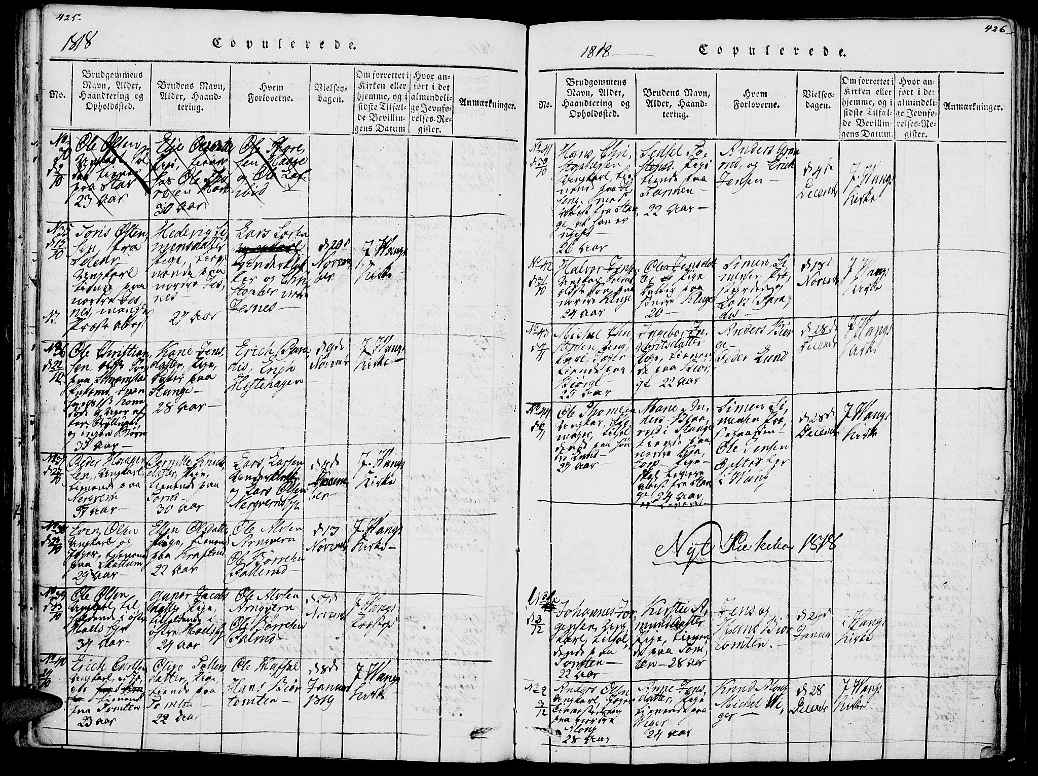 Vang prestekontor, Hedmark, SAH/PREST-008/H/Ha/Haa/L0007: Parish register (official) no. 7, 1813-1826, p. 425-426