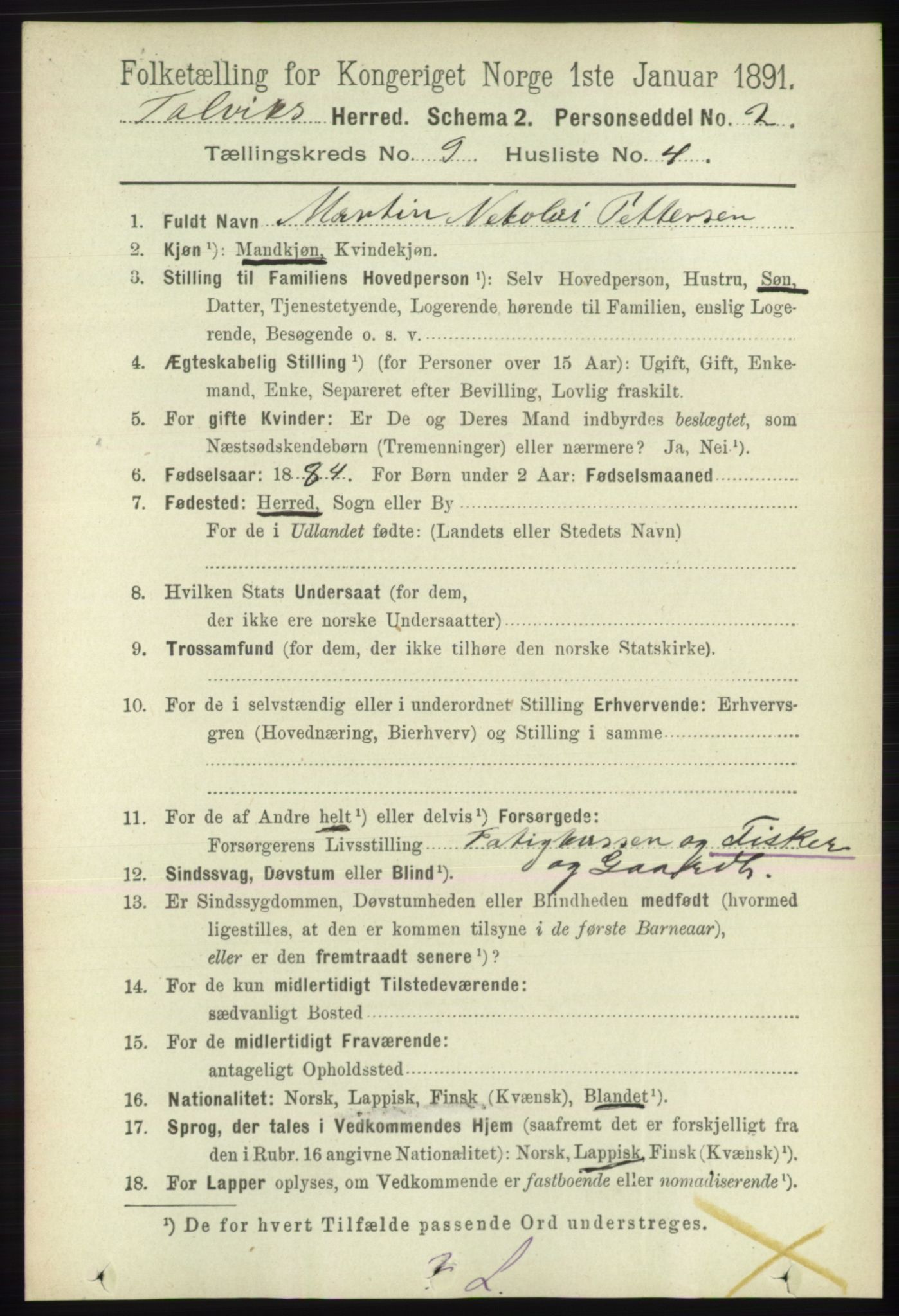 RA, 1891 census for 2013 Talvik, 1891, p. 2191