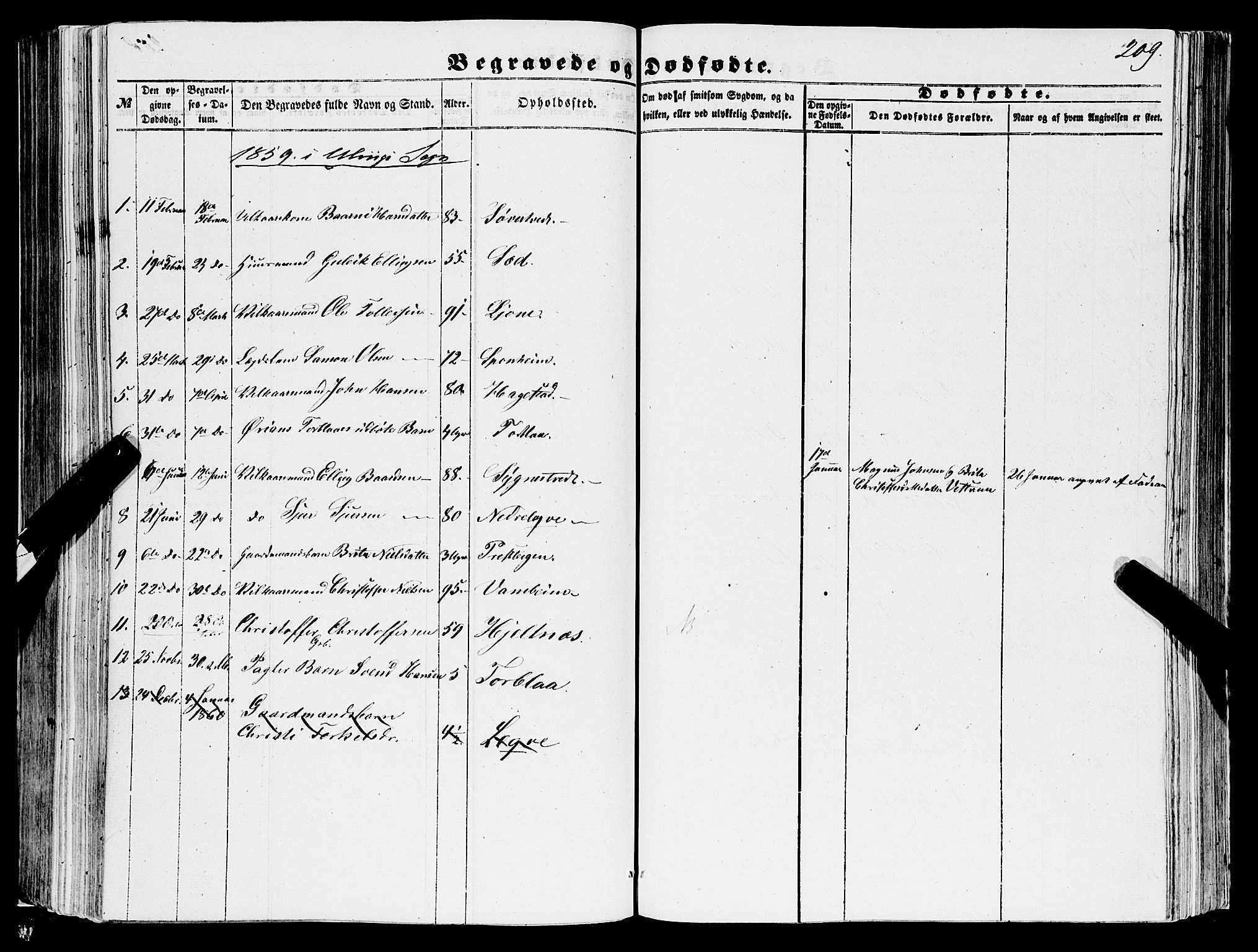 Ulvik sokneprestembete, SAB/A-78801/H/Haa: Parish register (official) no. A 13, 1853-1863, p. 209