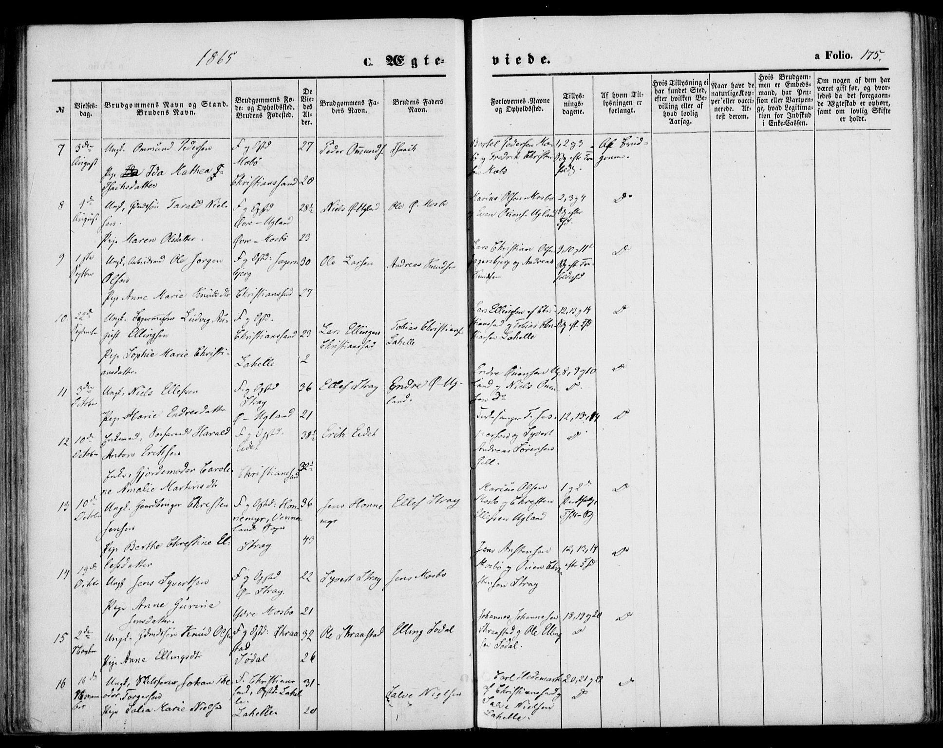 Oddernes sokneprestkontor, AV/SAK-1111-0033/F/Fa/Faa/L0008: Parish register (official) no. A 8, 1864-1880, p. 175