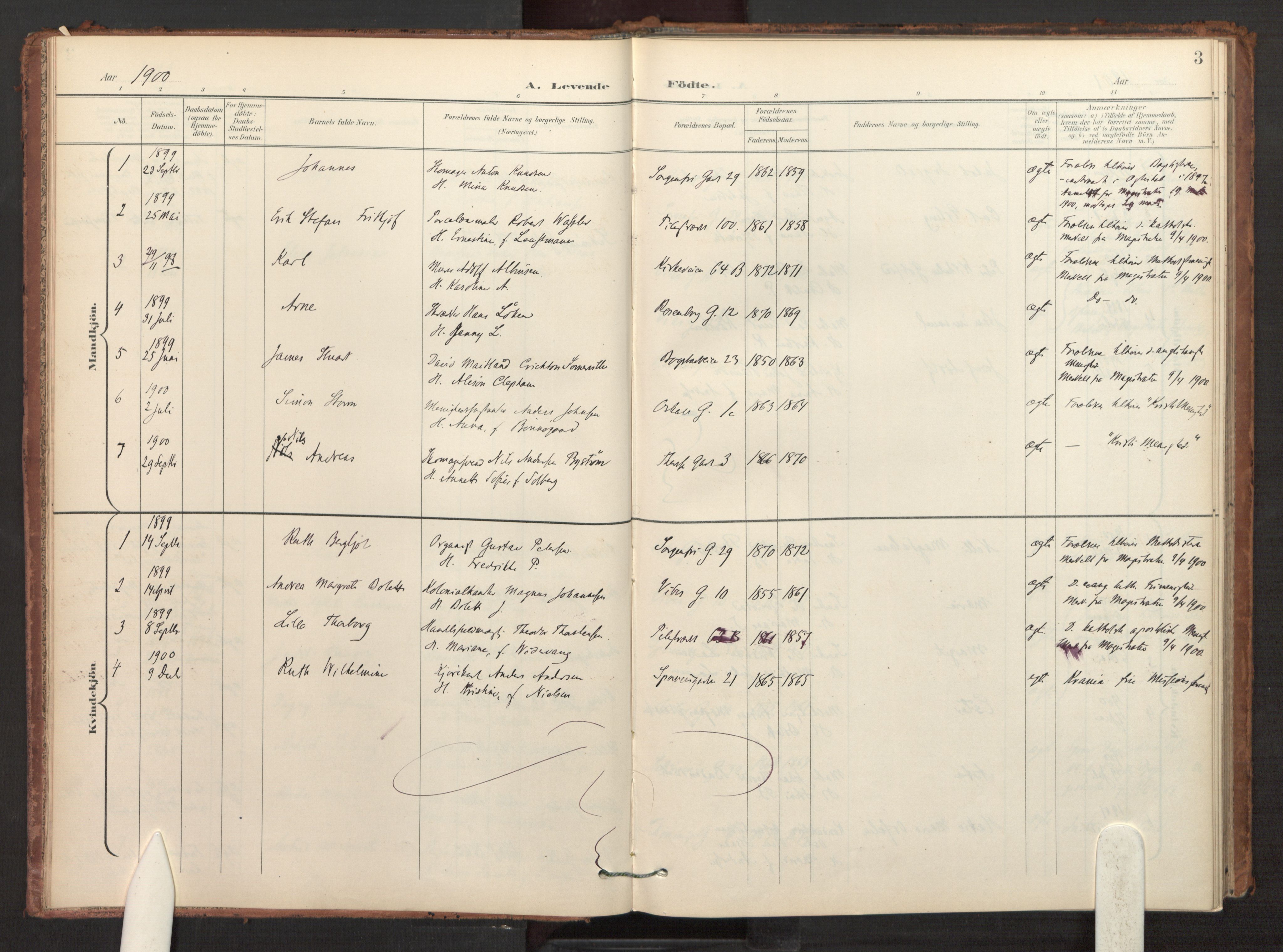 Fagerborg prestekontor Kirkebøker, AV/SAO-A-10844/F/Fa/L0004: Parish register (official) no. 4, 1898-1928, p. 3