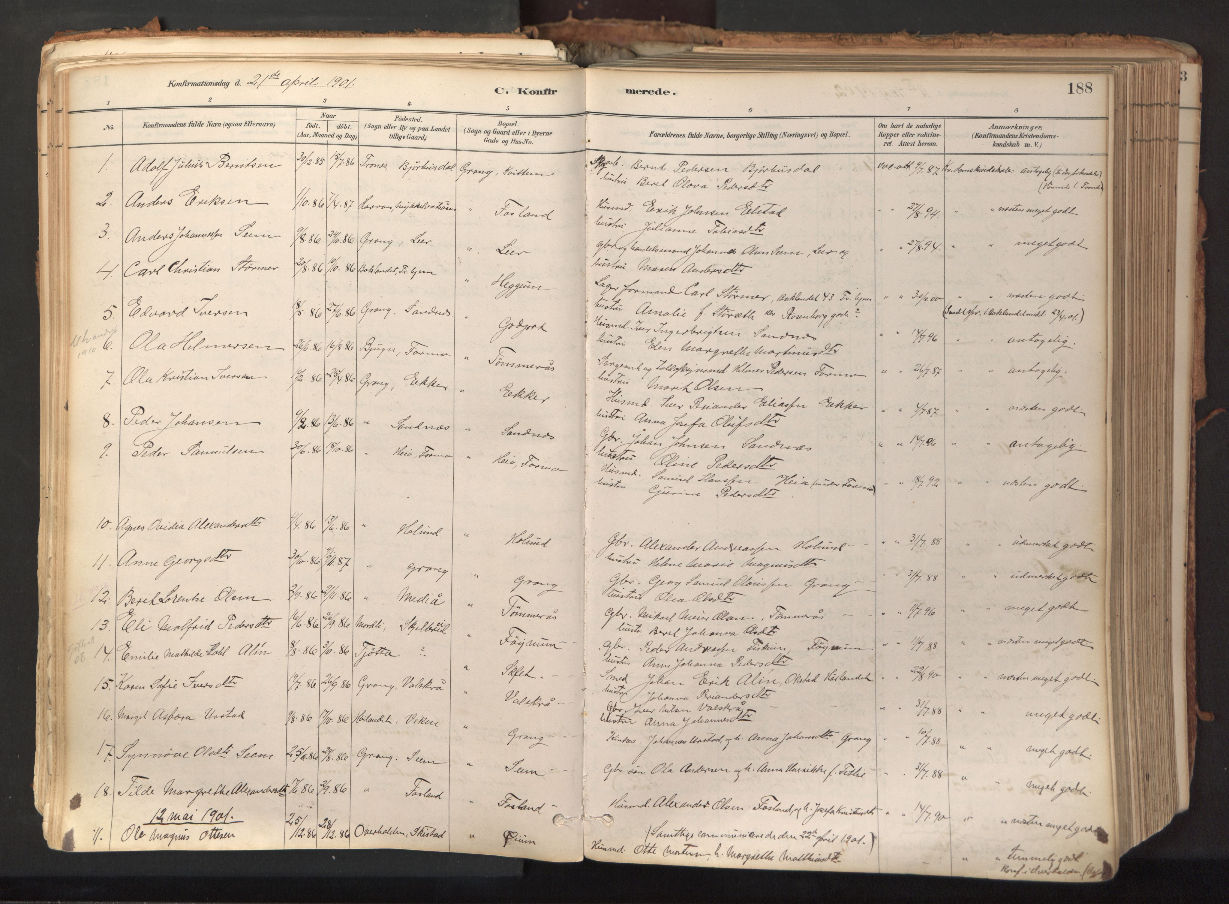 Ministerialprotokoller, klokkerbøker og fødselsregistre - Nord-Trøndelag, SAT/A-1458/758/L0519: Parish register (official) no. 758A04, 1880-1926, p. 188