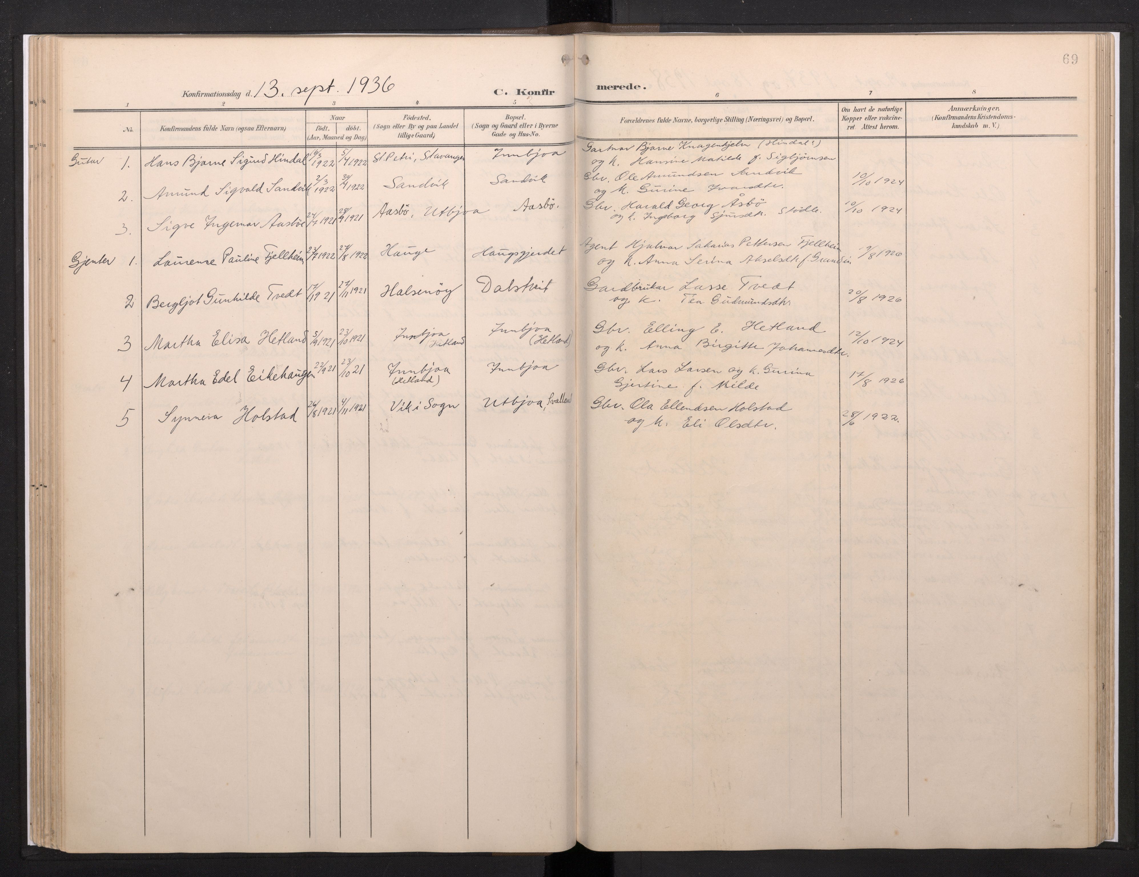 Fjelberg sokneprestembete, AV/SAB-A-75201/H/Haa: Parish register (official) no. E 1, 1903-1948, p. 69