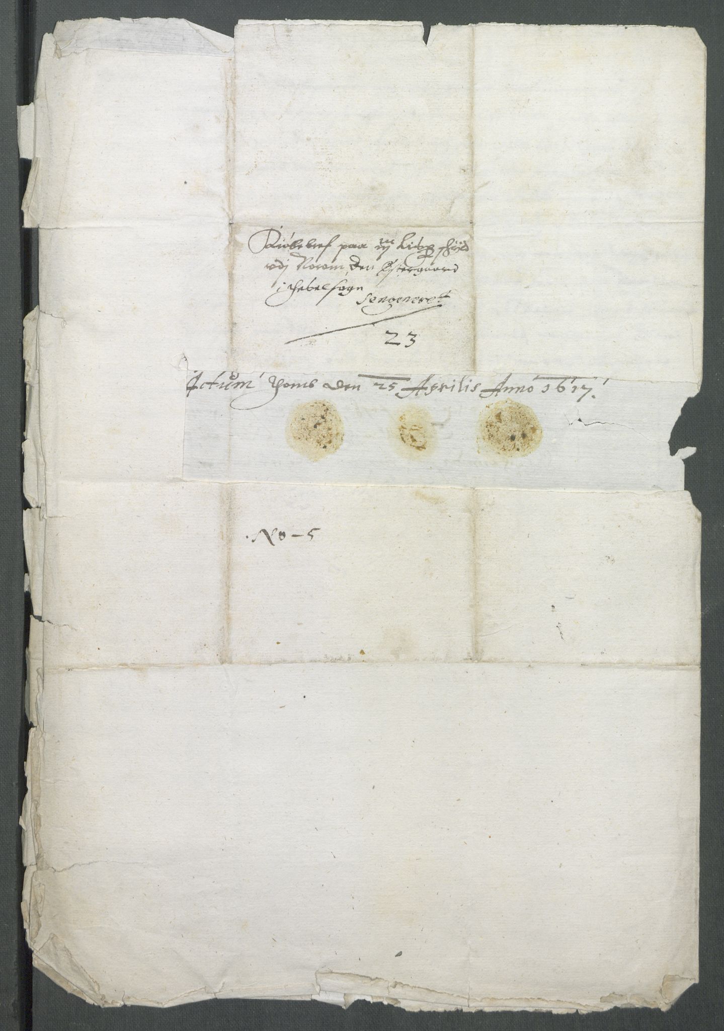 Riksarkivets diplomsamling, RA/EA-5965/F02/L0126: Dokumenter, 1617, p. 53