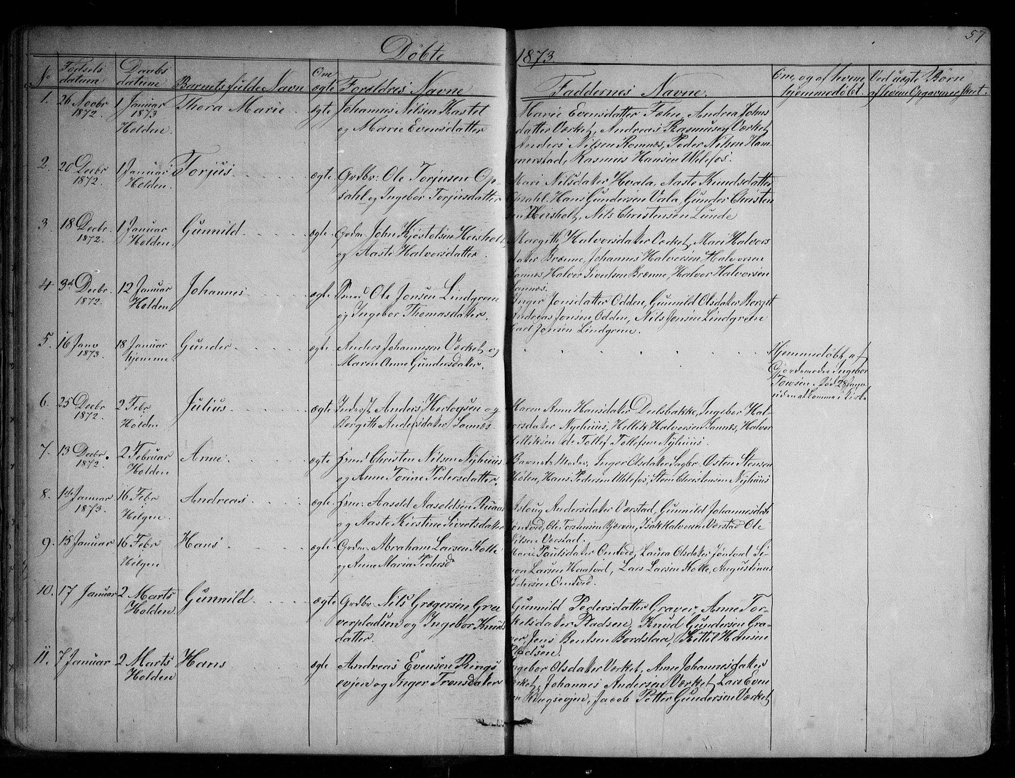 Holla kirkebøker, SAKO/A-272/G/Ga/L0004: Parish register (copy) no. I 4, 1867-1890, p. 57