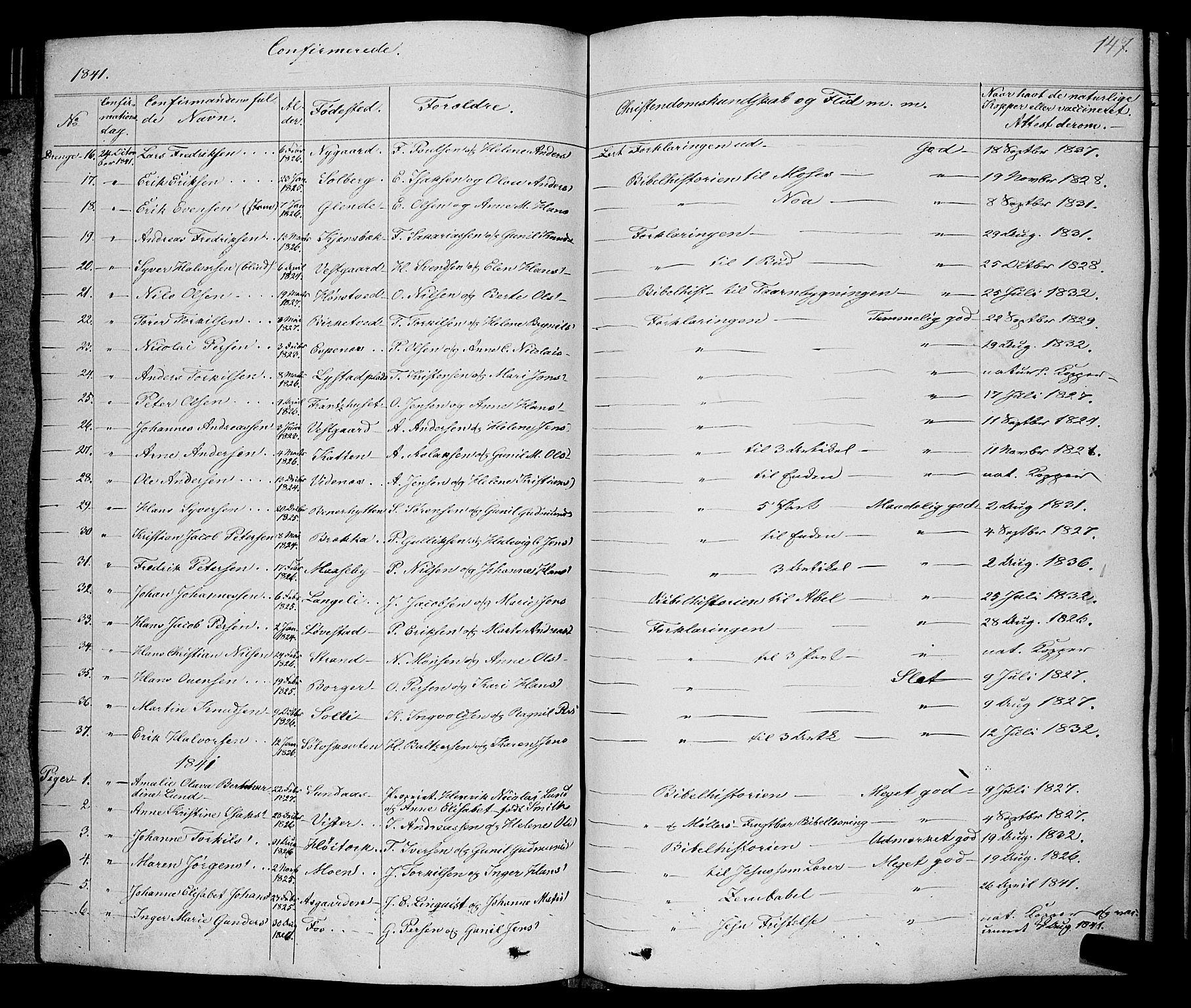 Skiptvet prestekontor Kirkebøker, AV/SAO-A-20009/F/Fa/L0006: Parish register (official) no. 6, 1839-1860, p. 147