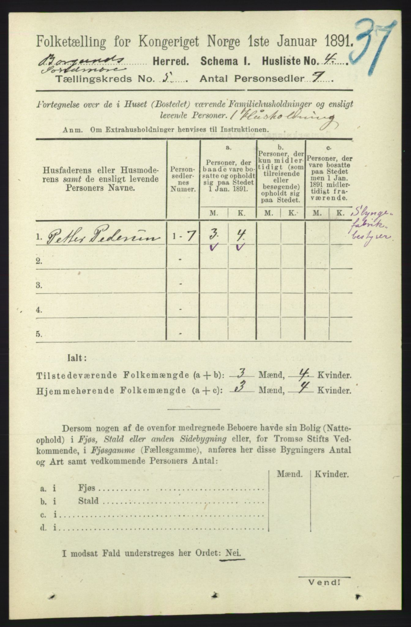 RA, 1891 census for 1531 Borgund, 1891, p. 1224