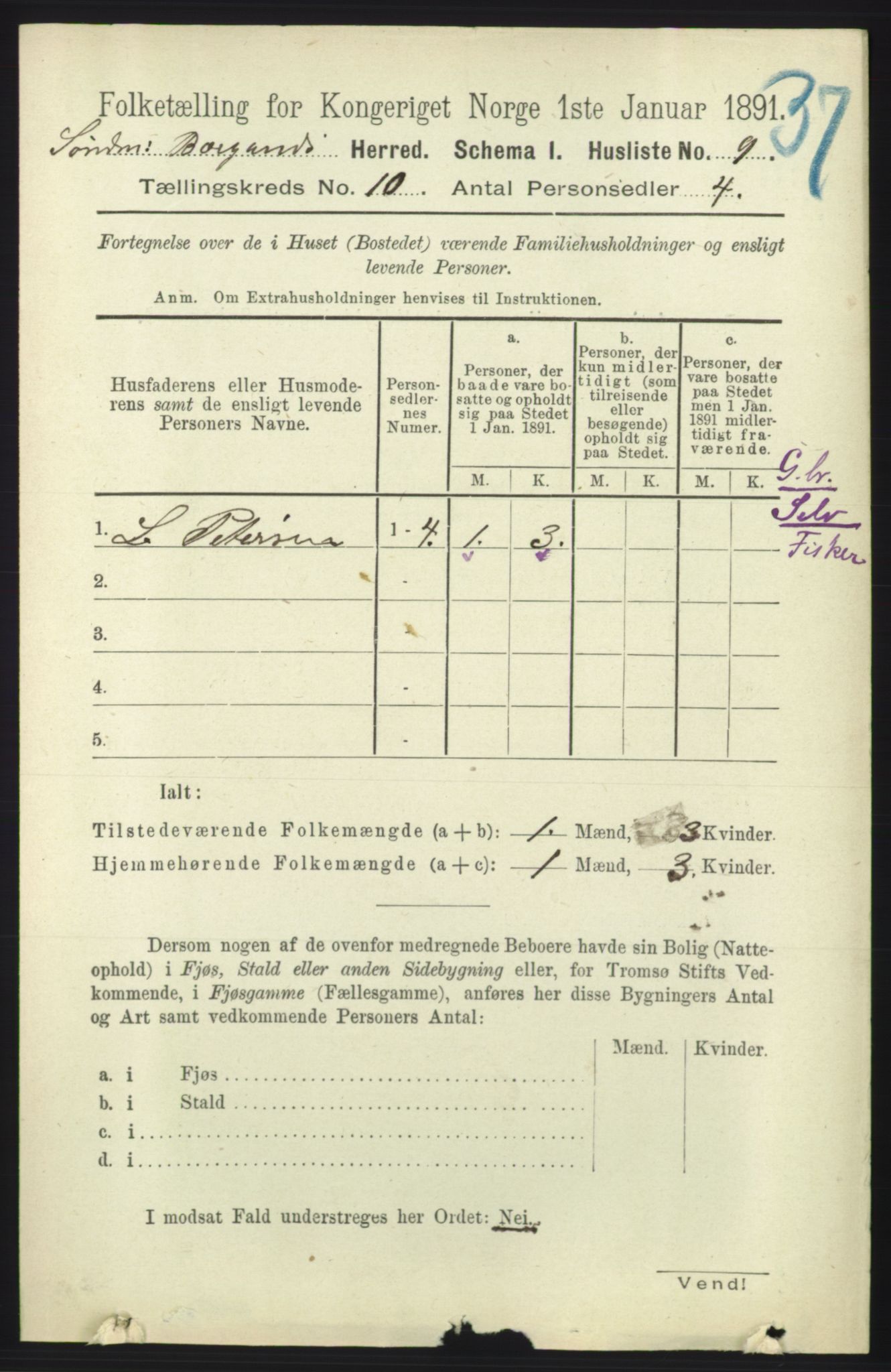 RA, 1891 census for 1531 Borgund, 1891, p. 2622