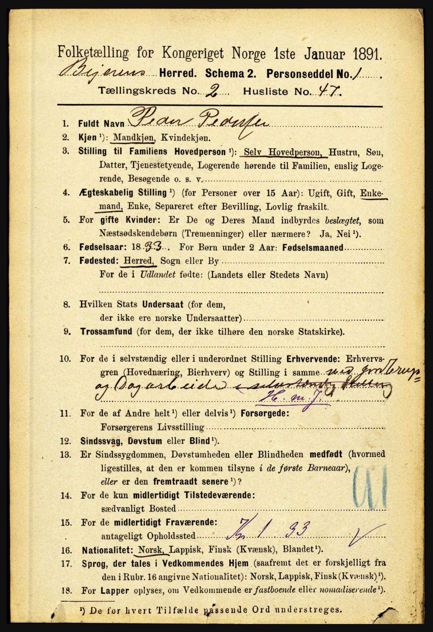 RA, 1891 census for 1839 Beiarn, 1891, p. 670