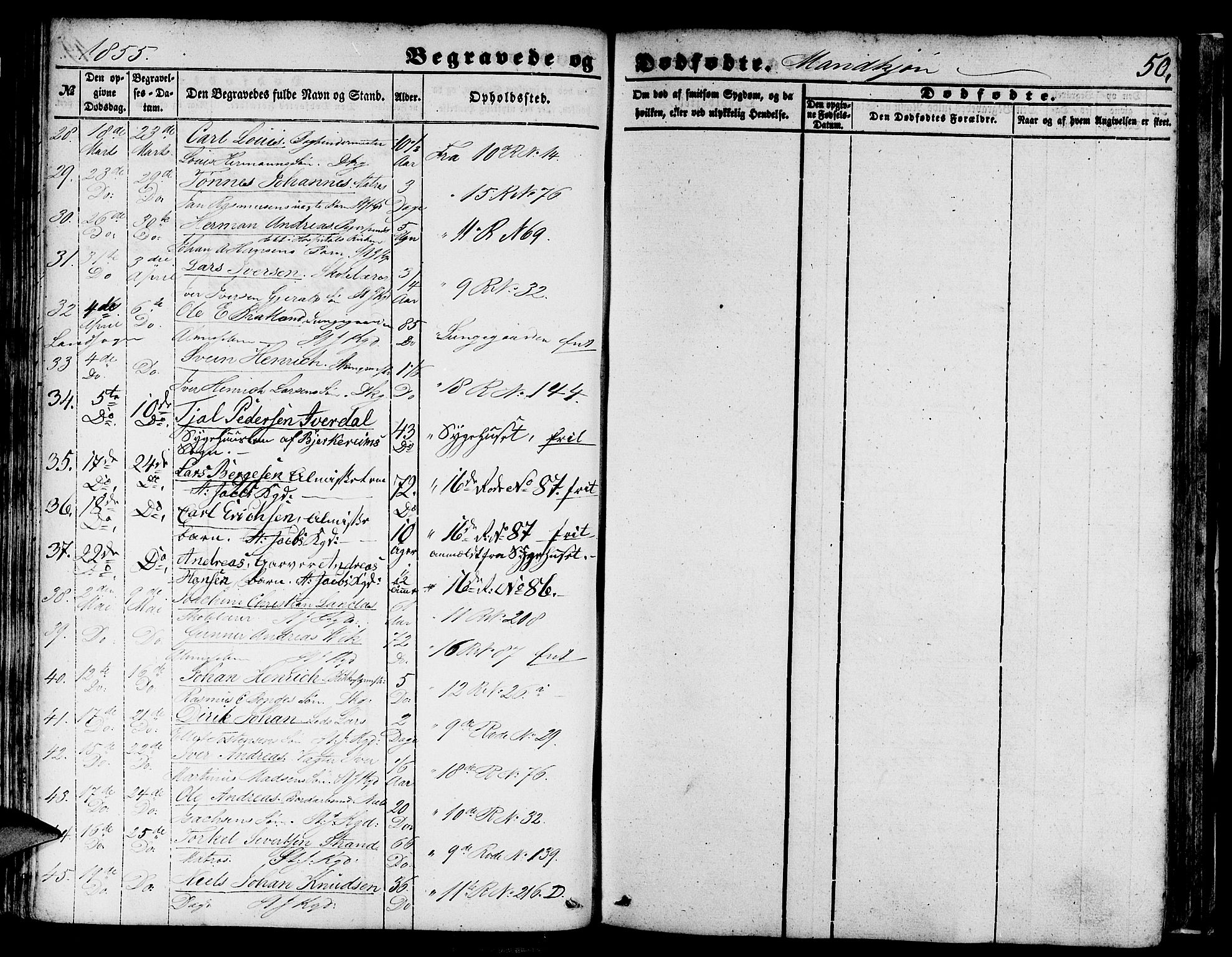 Domkirken sokneprestembete, SAB/A-74801/H/Hab/L0038: Parish register (copy) no. E 2, 1847-1859, p. 50
