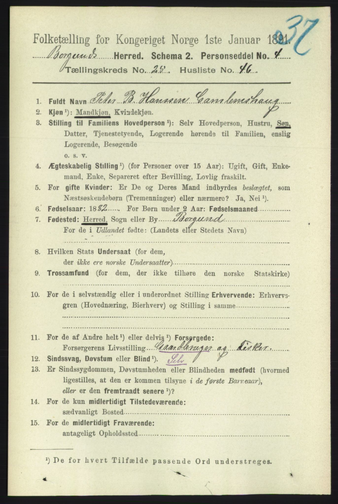 RA, 1891 census for 1531 Borgund, 1891, p. 7560