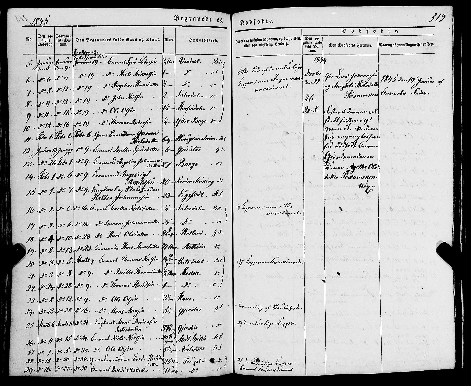 Haus sokneprestembete, AV/SAB-A-75601/H/Haa: Parish register (official) no. A 15, 1838-1847, p. 319