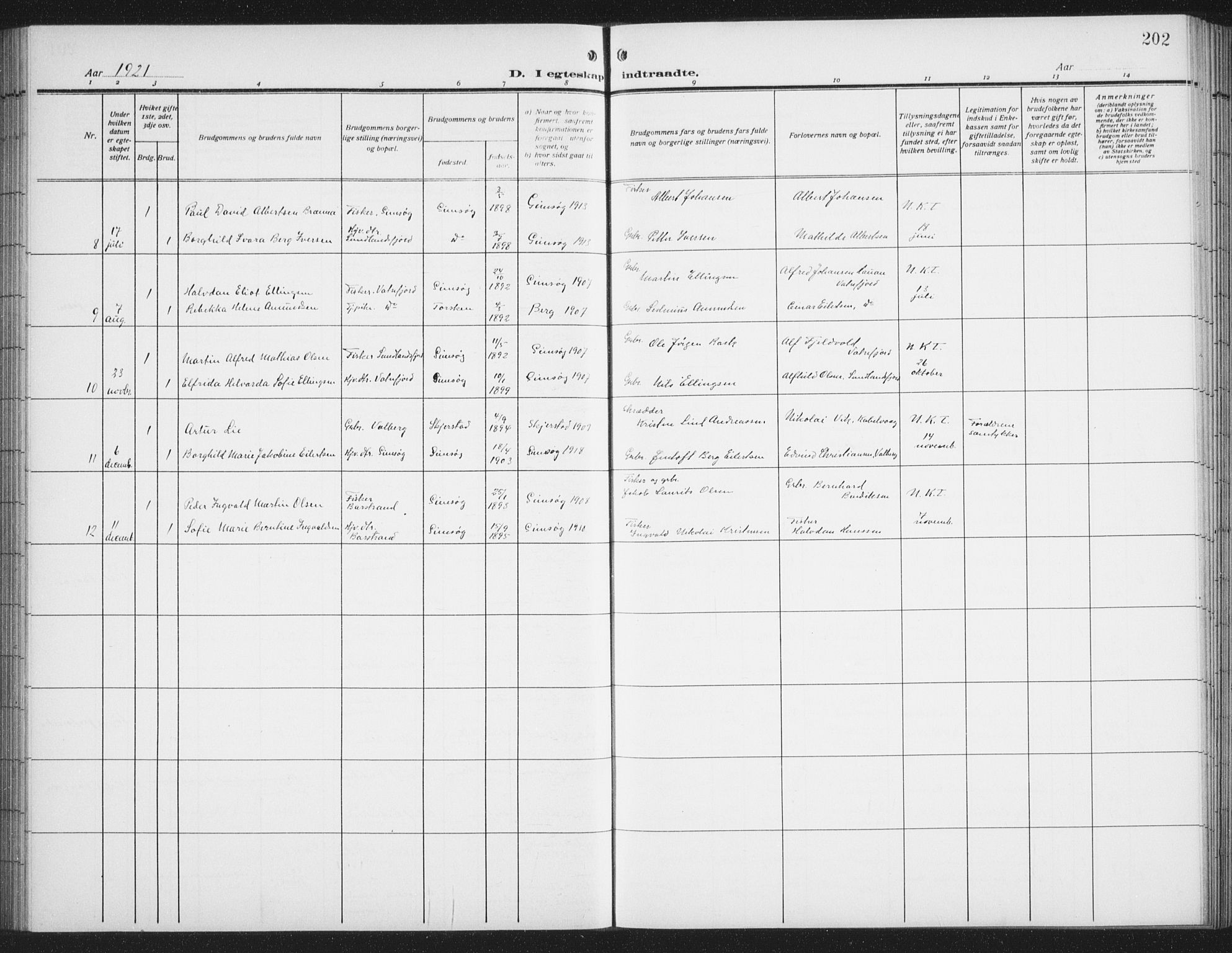 Ministerialprotokoller, klokkerbøker og fødselsregistre - Nordland, AV/SAT-A-1459/876/L1106: Parish register (copy) no. 876C05, 1915-1942, p. 202