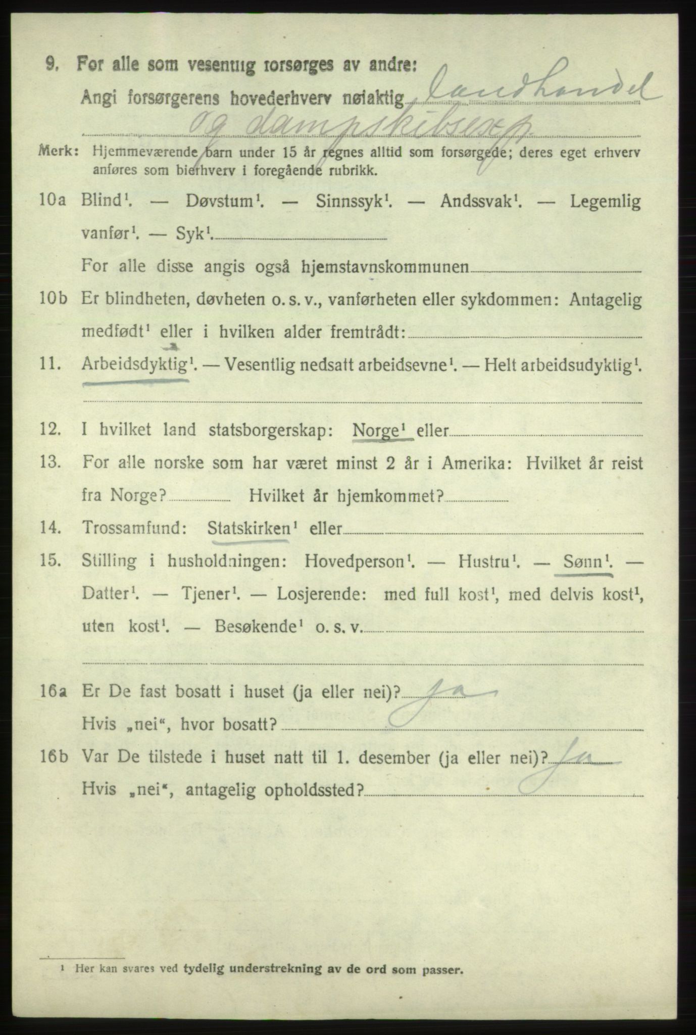 SAB, 1920 census for Fjelberg, 1920, p. 2538