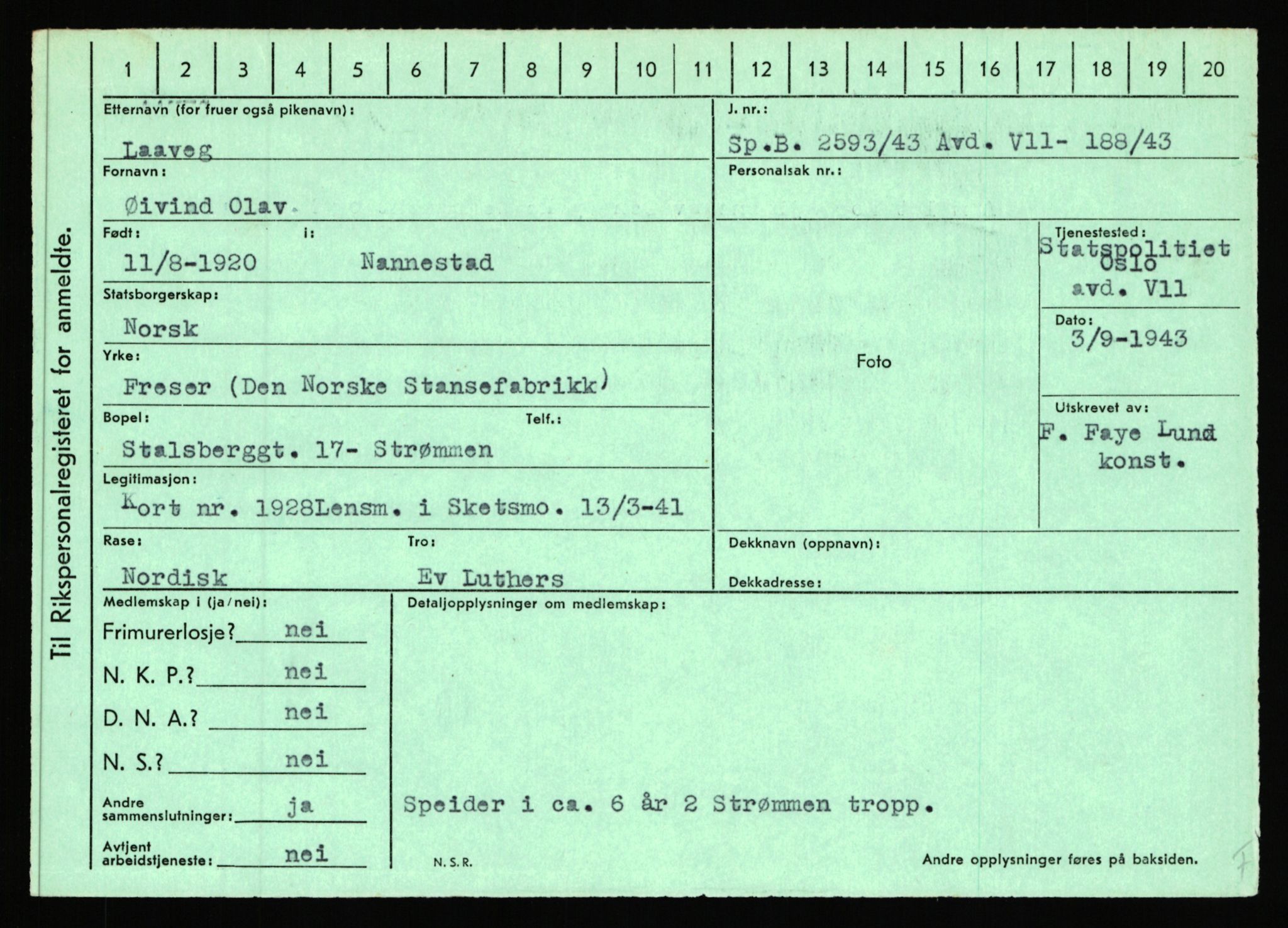 Statspolitiet - Hovedkontoret / Osloavdelingen, AV/RA-S-1329/C/Ca/L0009: Knutsen - Limstrand, 1943-1945, p. 2503