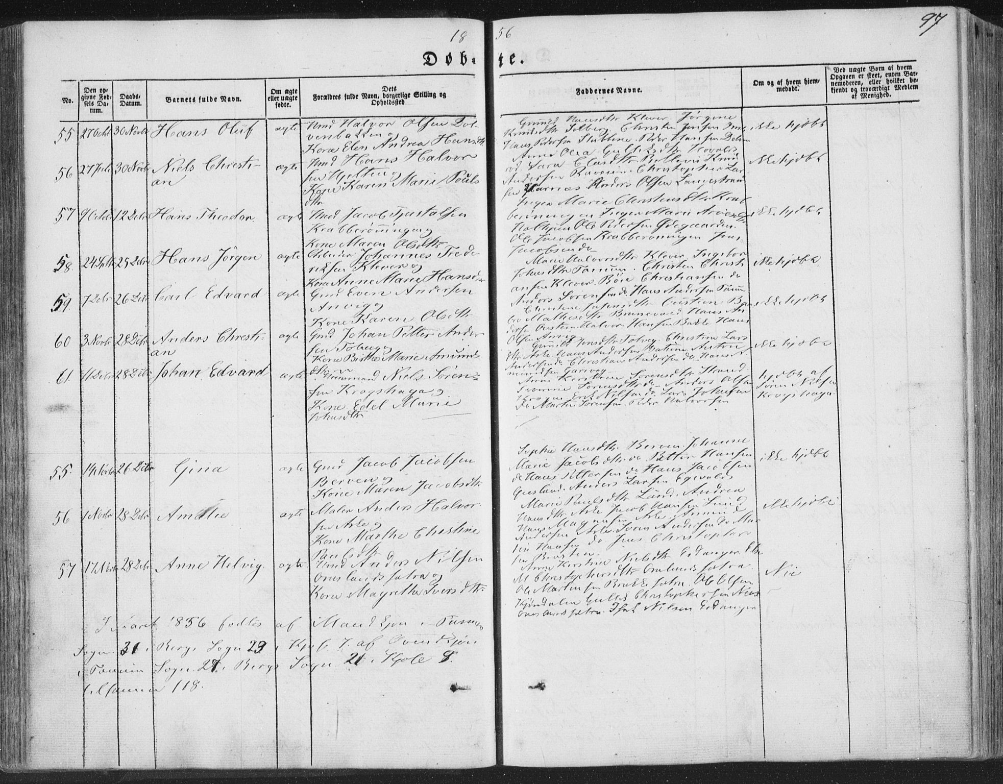 Brunlanes kirkebøker, SAKO/A-342/F/Fa/L0004: Parish register (official) no. I 4, 1846-1862, p. 97