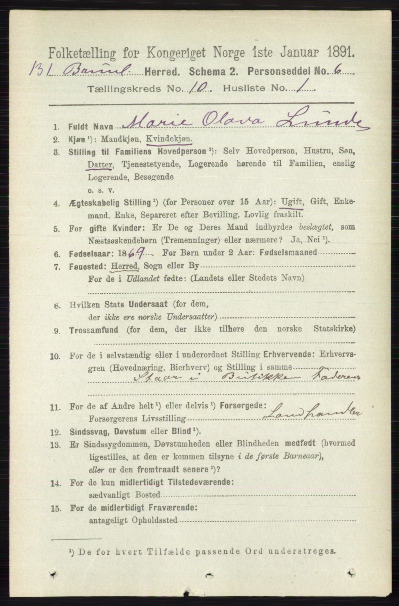 RA, 1891 census for 0726 Brunlanes, 1891, p. 4798