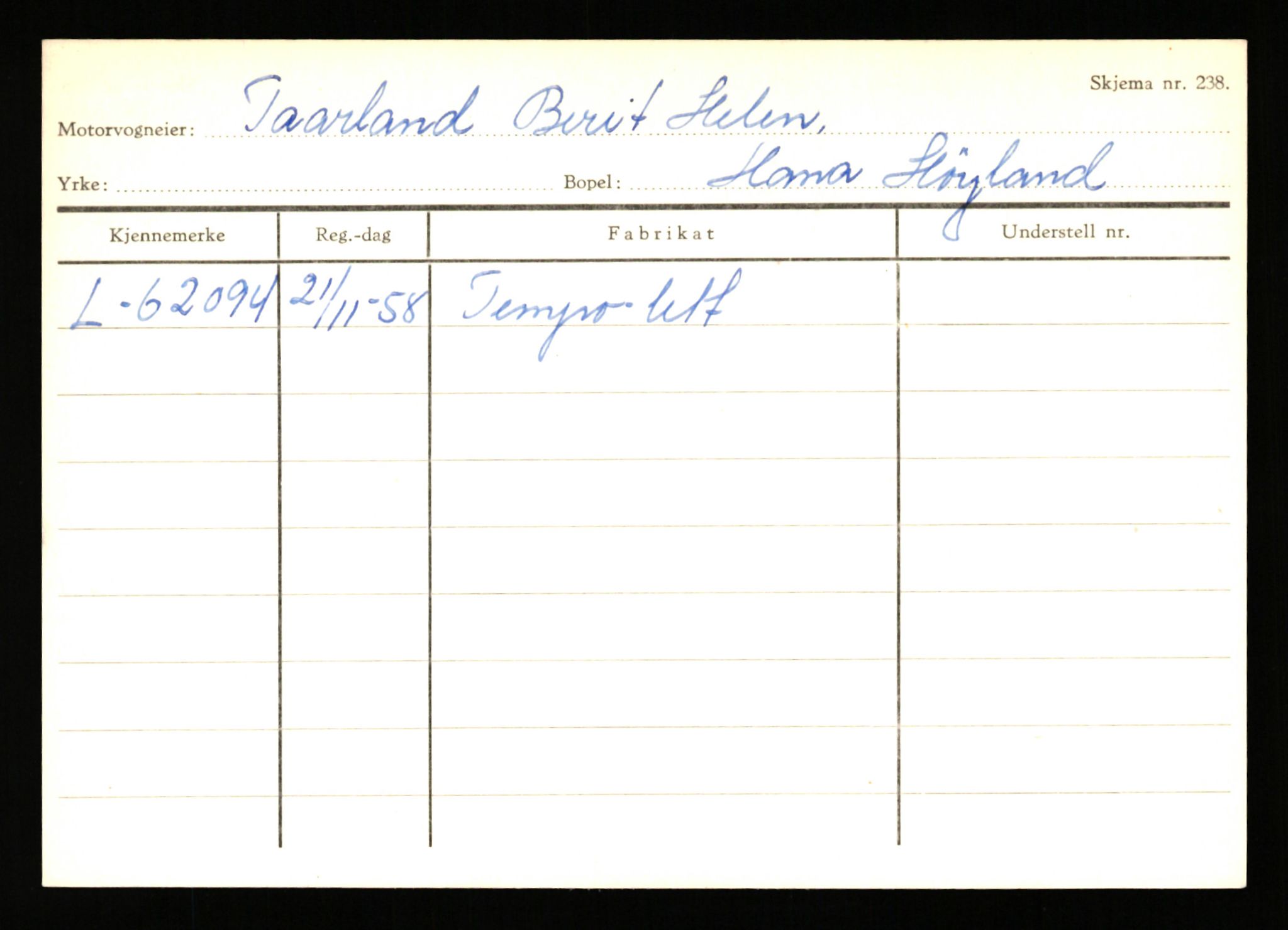 Stavanger trafikkstasjon, AV/SAST-A-101942/0/H/L0040: Torstensen - Ueland, 1930-1971, p. 2455