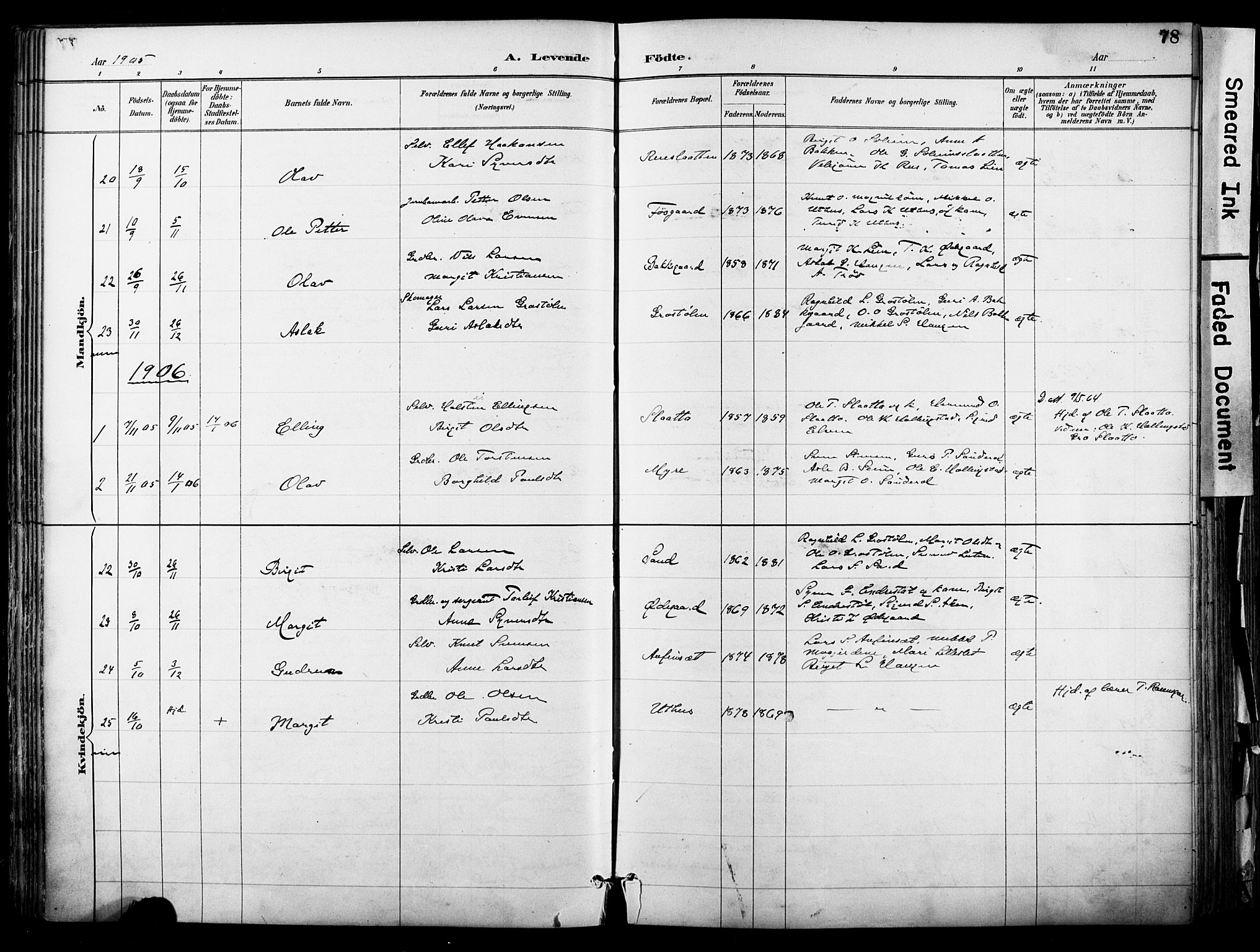 Hol kirkebøker, AV/SAKO-A-227/F/Fa/L0003: Parish register (official) no. I 3, 1887-1918, p. 78