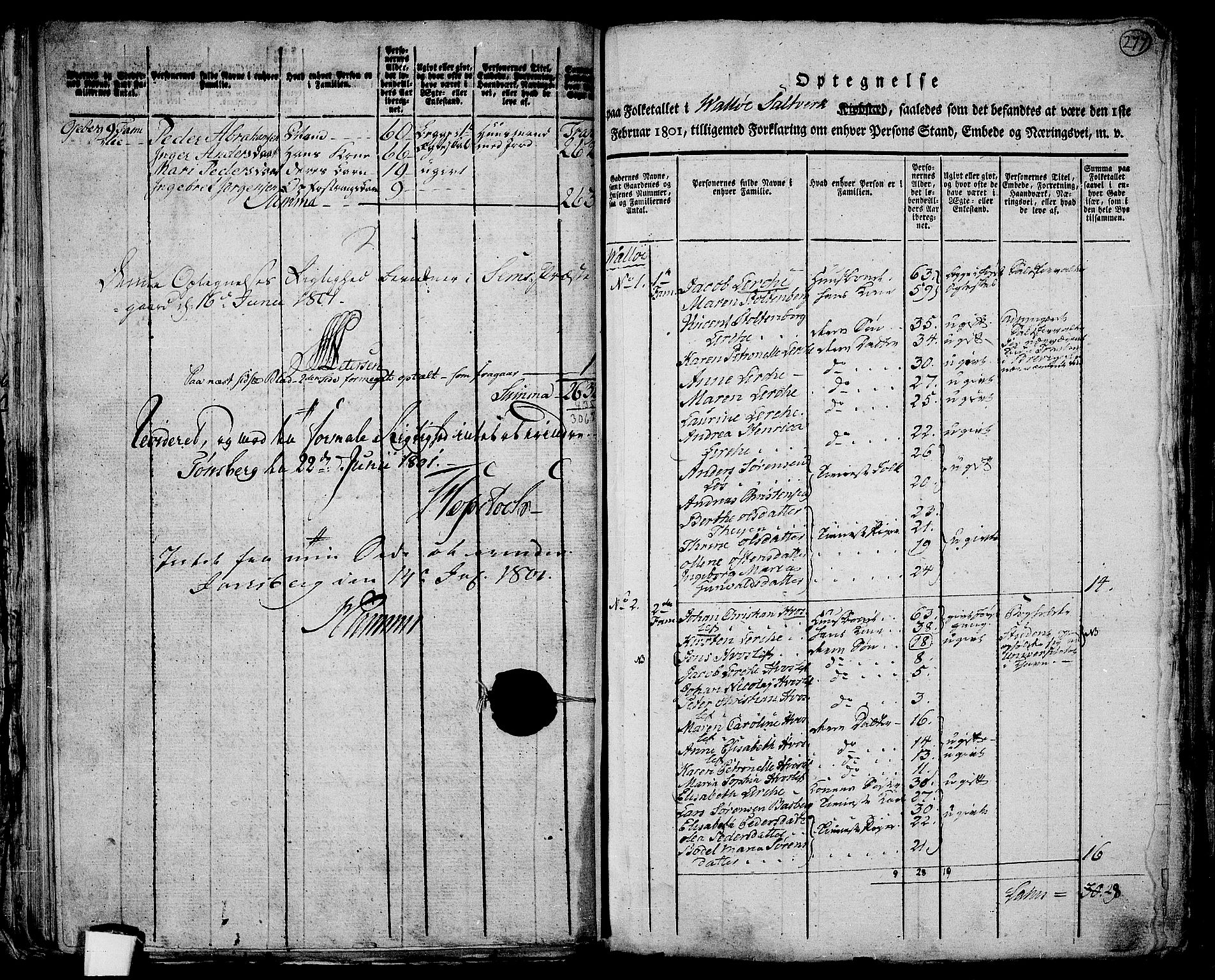 RA, 1801 census for 0721P Sem, 1801, p. 276b-277a
