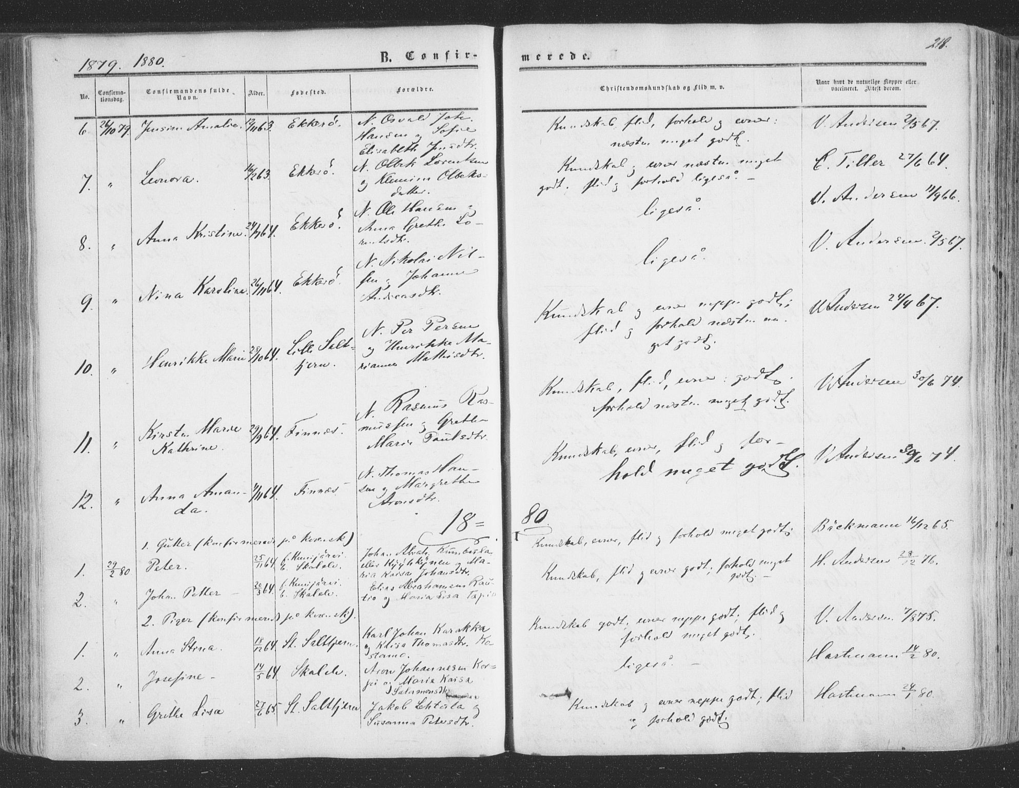 Vadsø sokneprestkontor, SATØ/S-1325/H/Ha/L0004kirke: Parish register (official) no. 4, 1854-1880, p. 218