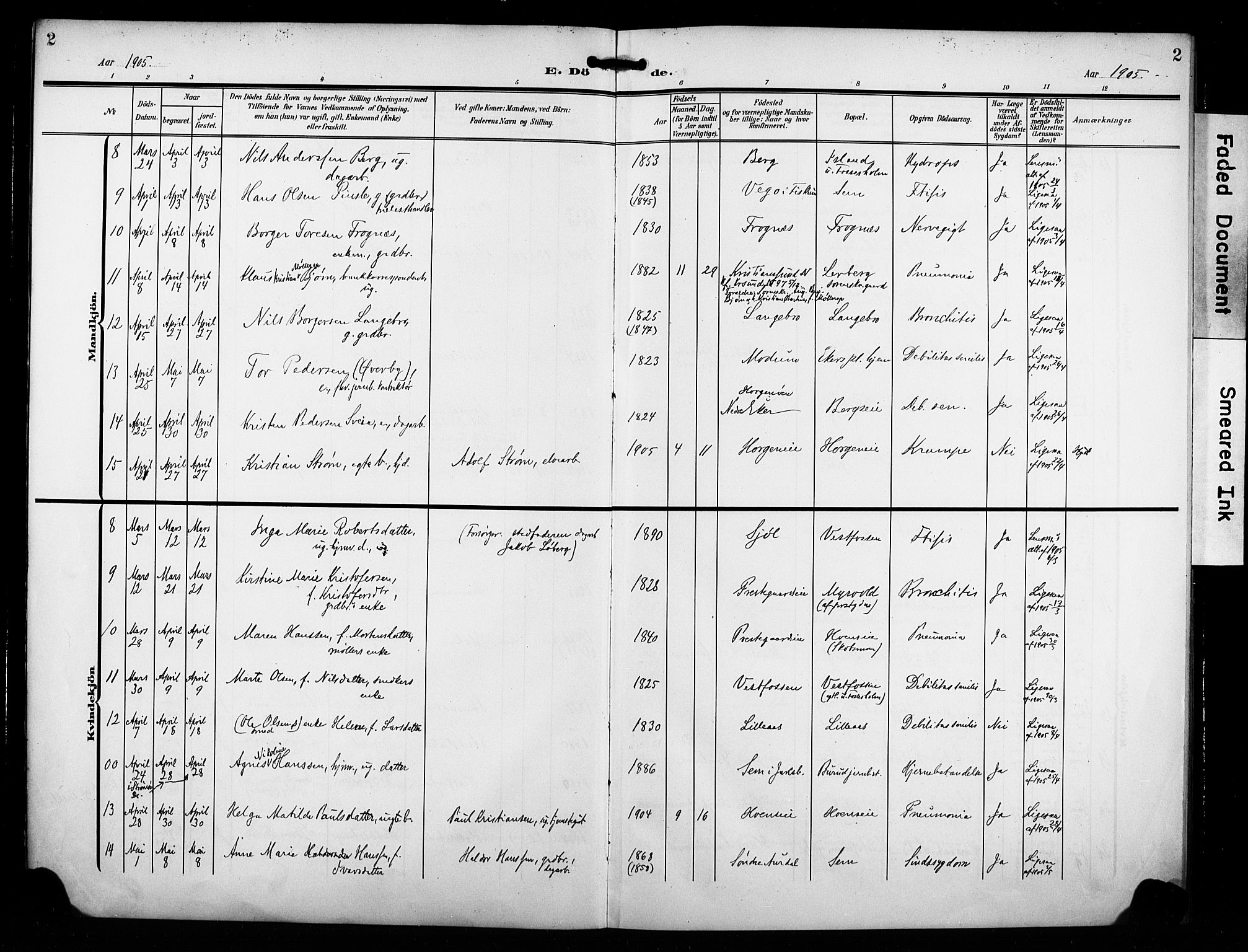 Eiker kirkebøker, AV/SAKO-A-4/F/Fb/L0004: Parish register (official) no. II 4, 1905-1914, p. 2