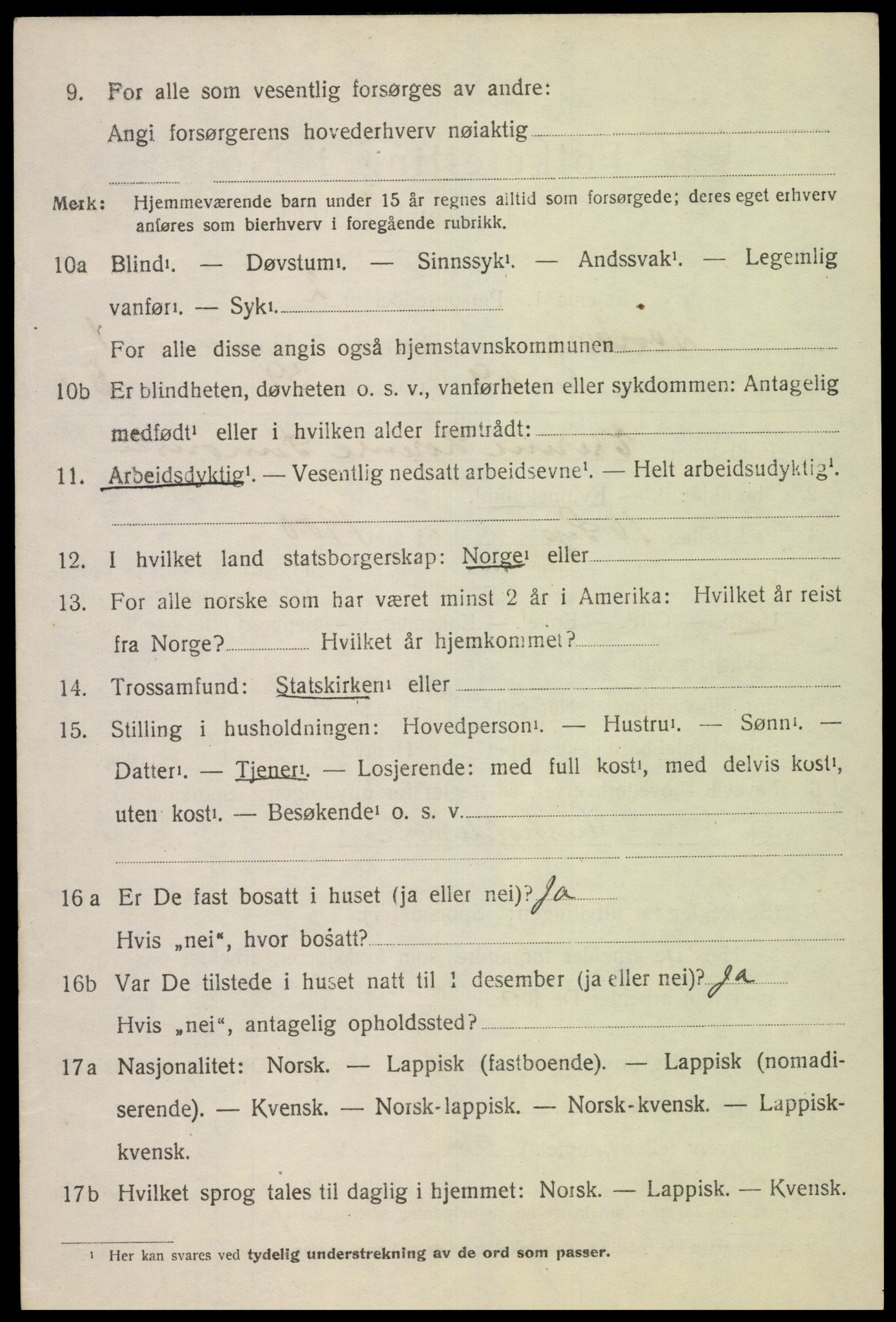 SAT, 1920 census for Dverberg, 1920, p. 2689