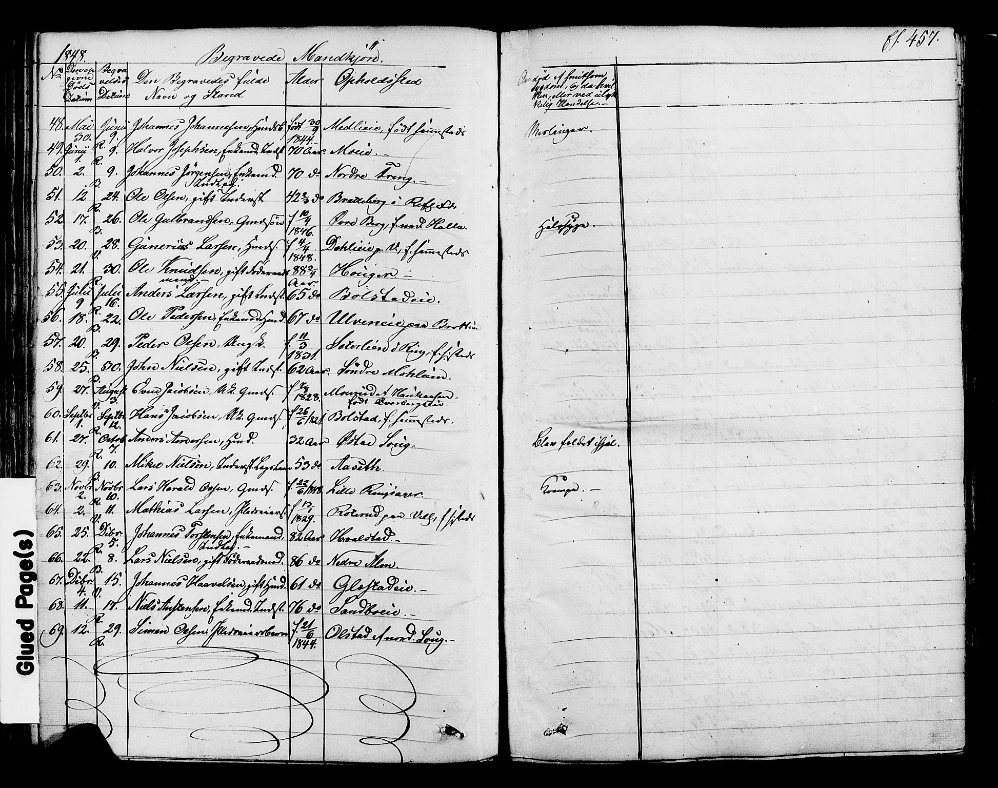 Ringsaker prestekontor, SAH/PREST-014/K/Ka/L0008: Parish register (official) no. 8, 1837-1850, p. 457