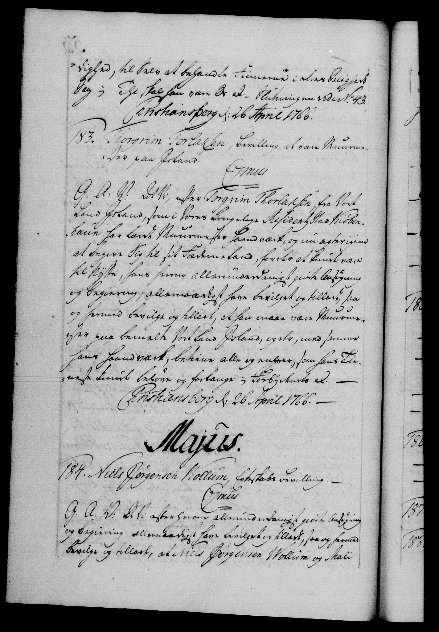 Danske Kanselli 1572-1799, AV/RA-EA-3023/F/Fc/Fca/Fcaa/L0043: Norske registre, 1766-1768, p. 53b