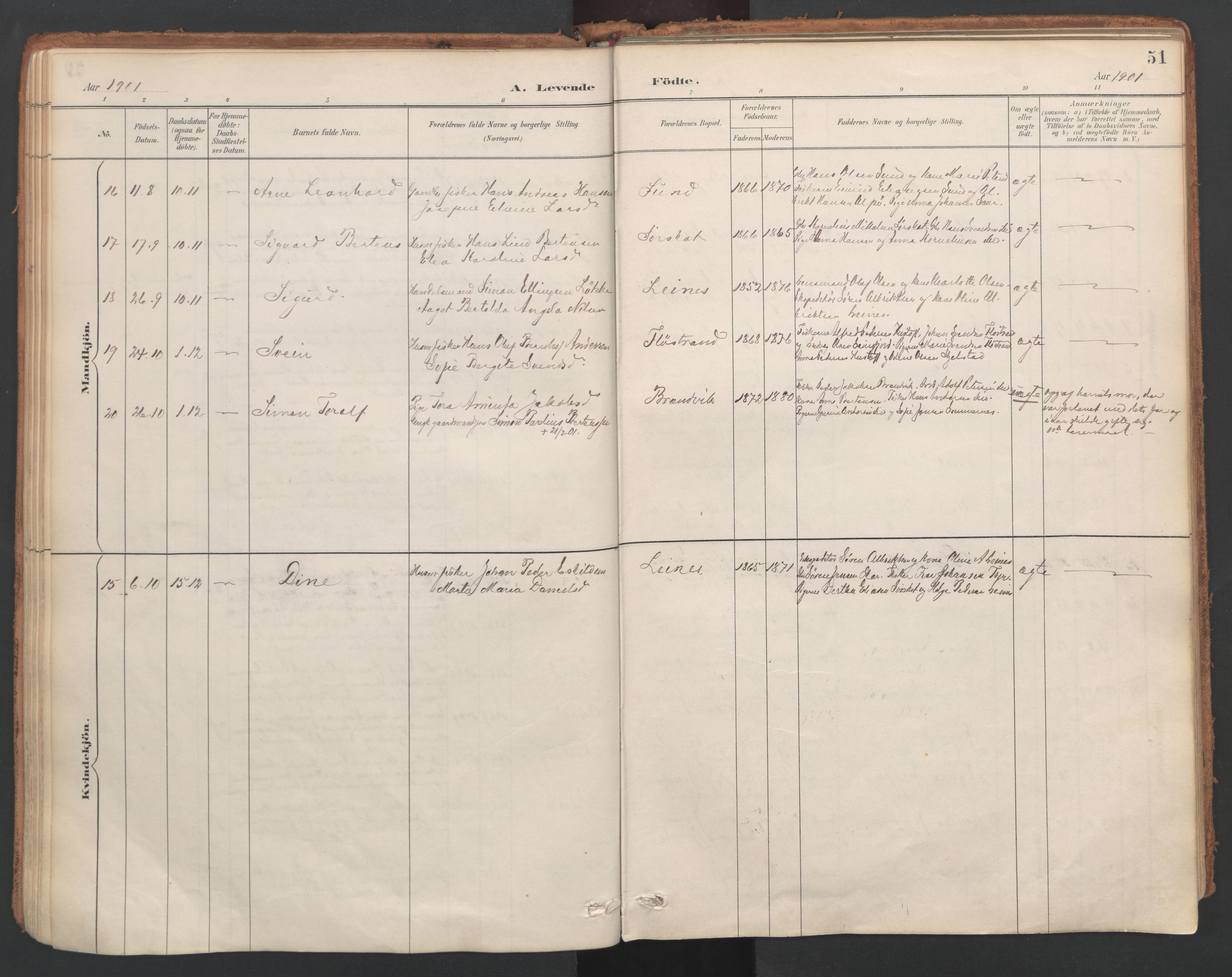 Ministerialprotokoller, klokkerbøker og fødselsregistre - Nordland, AV/SAT-A-1459/857/L0822: Parish register (official) no. 857A02, 1890-1917, p. 51