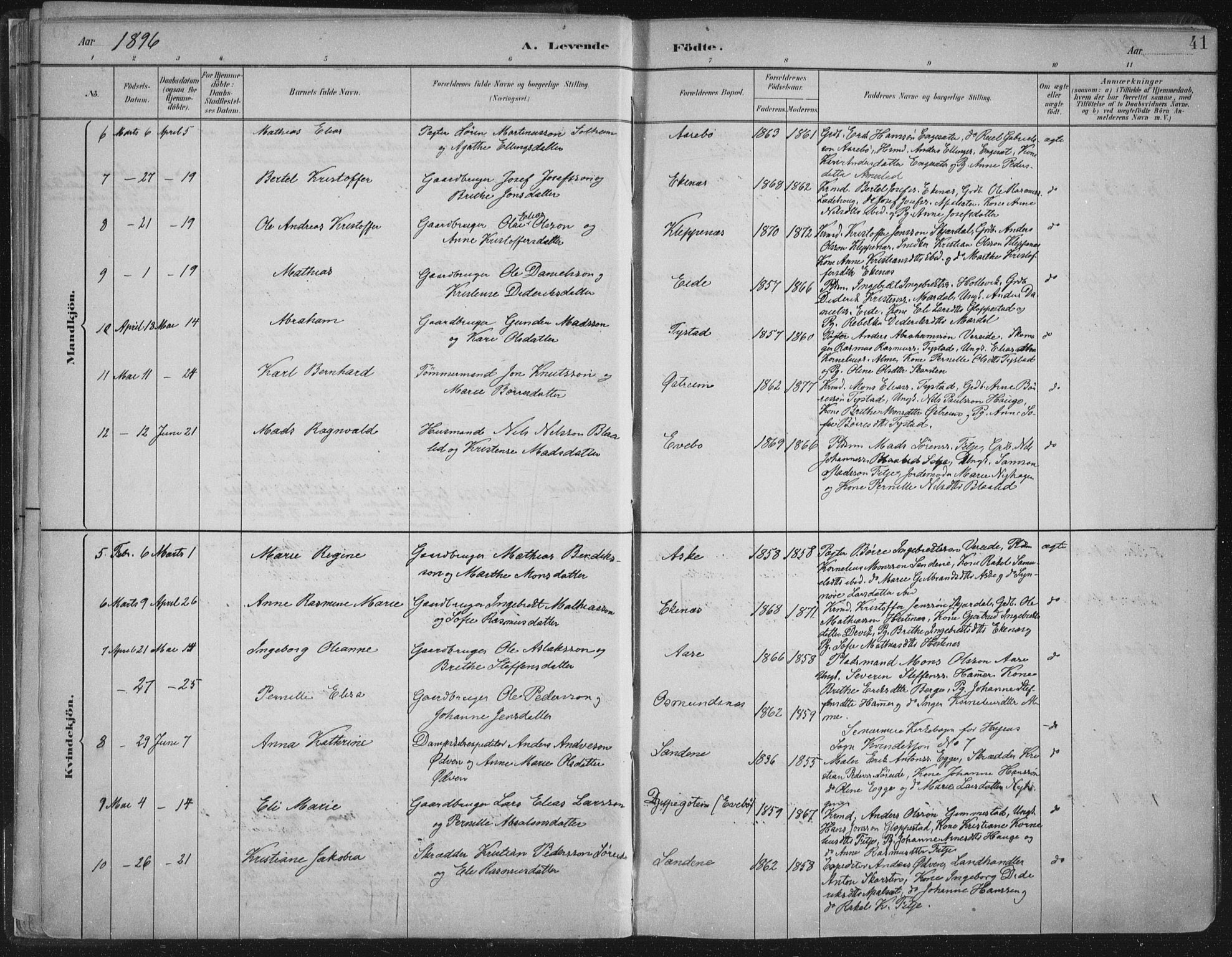 Gloppen sokneprestembete, AV/SAB-A-80101/H/Haa/Haab/L0001: Parish register (official) no. B  1, 1885-1905, p. 41