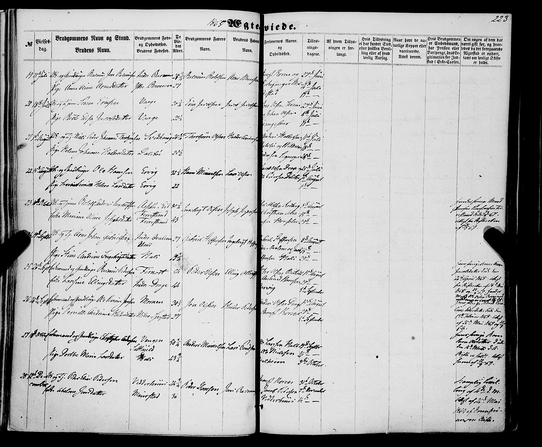 Selje sokneprestembete, AV/SAB-A-99938/H/Ha/Haa/Haaa: Parish register (official) no. A 11, 1858-1870, p. 223